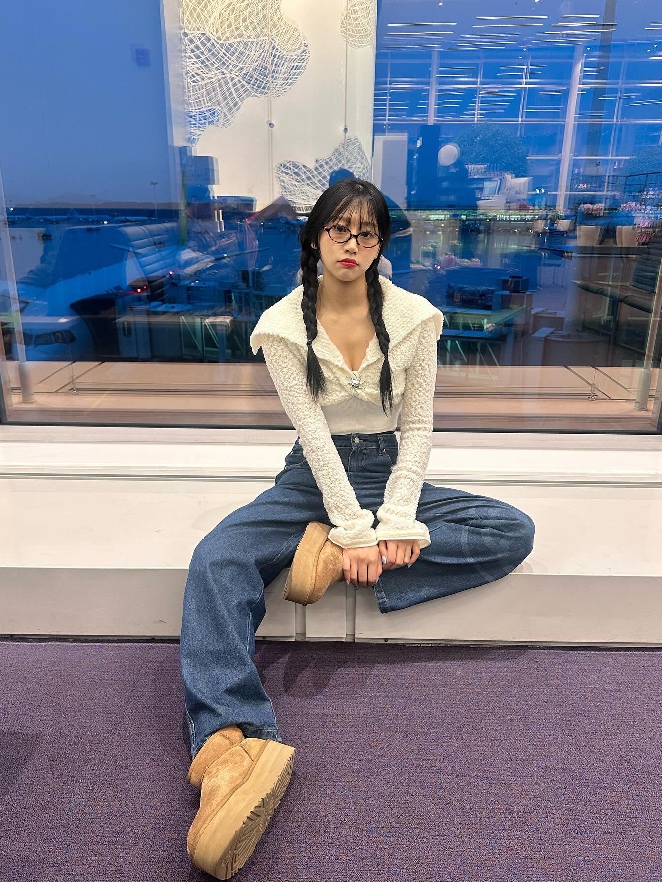 (W) Miu Miu Regard Sunglasses Blue Lenses Honey Tortoiseshell Acetate Standard fit 착용 스타일 - 2