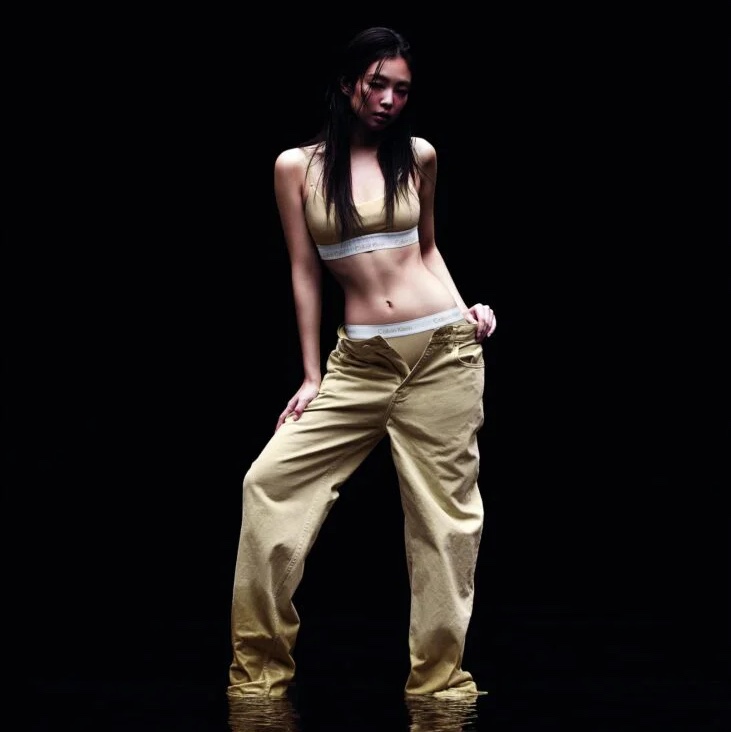 (W) Calvin Klein x Jennie Modern Cotton Lightly Lined Bralette Mojave Desert 착용 스타일