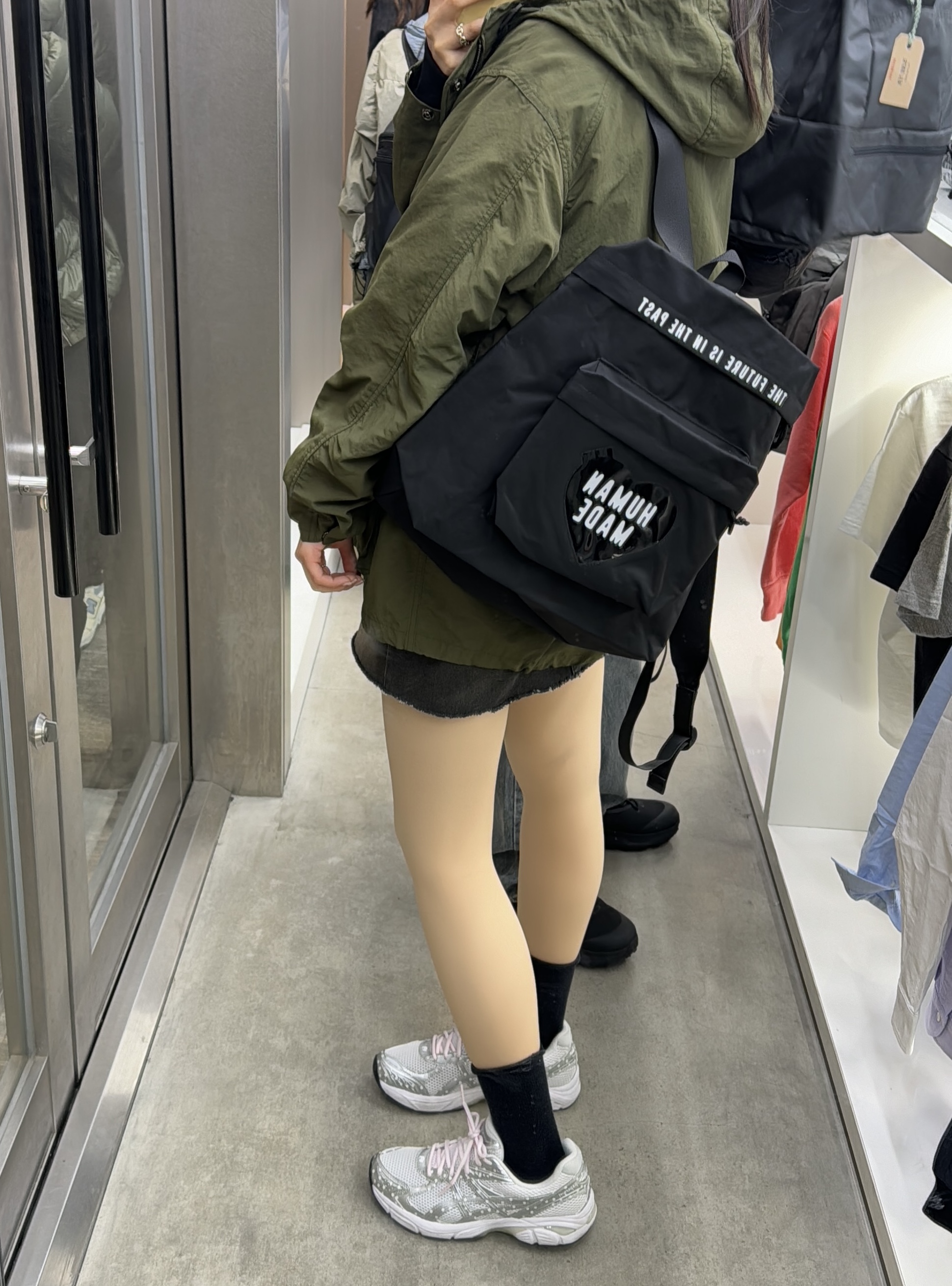 Asics x Papergirl Paris x Beams GT-2160 White Silver, Human Made Backpack Black 착용 스타일