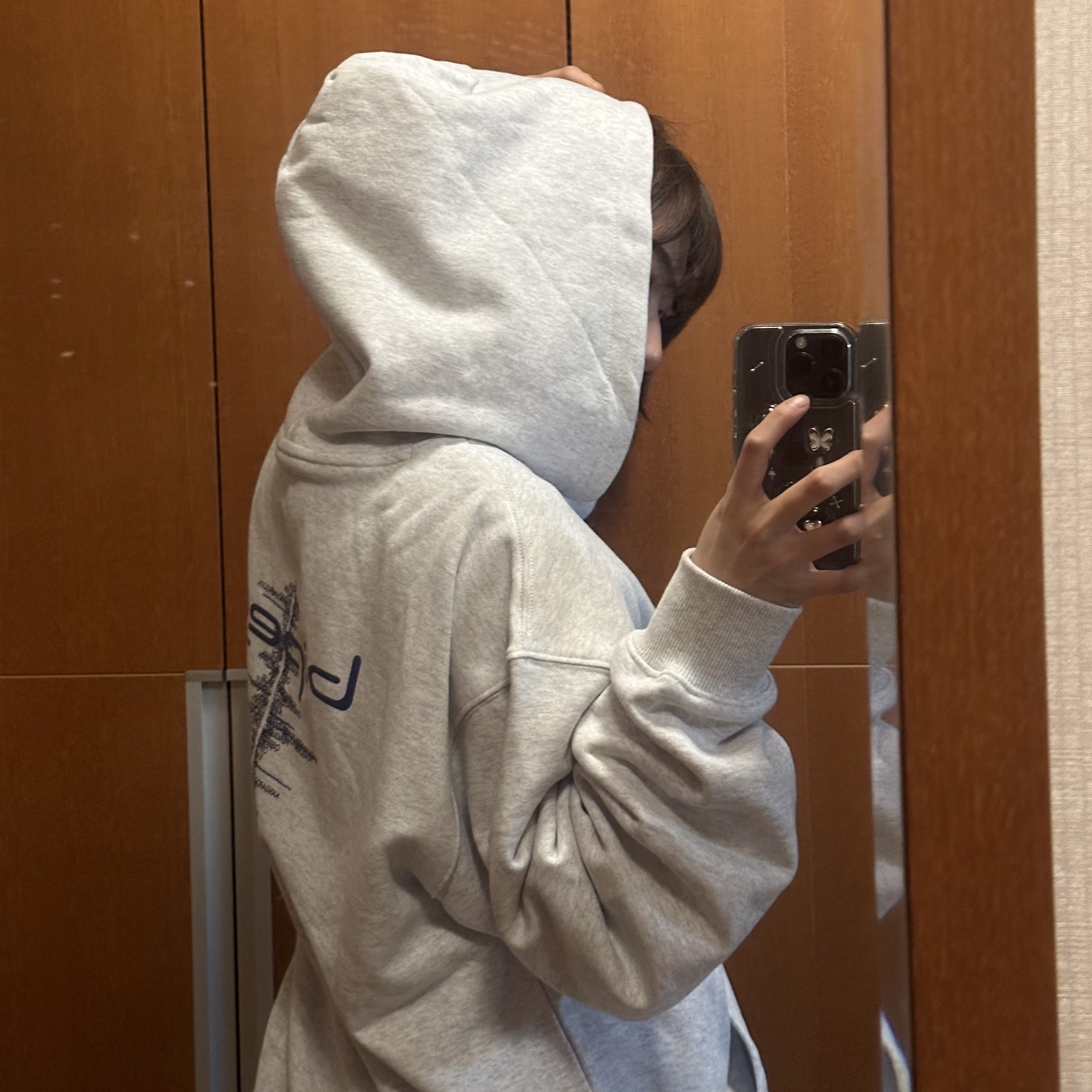 Sansan Gear Biped Hoodie White Melange - 23FW, Sansan Gear Fleece Hooded Jacket Light Grey - 23FW 착용 스타일 - 5
