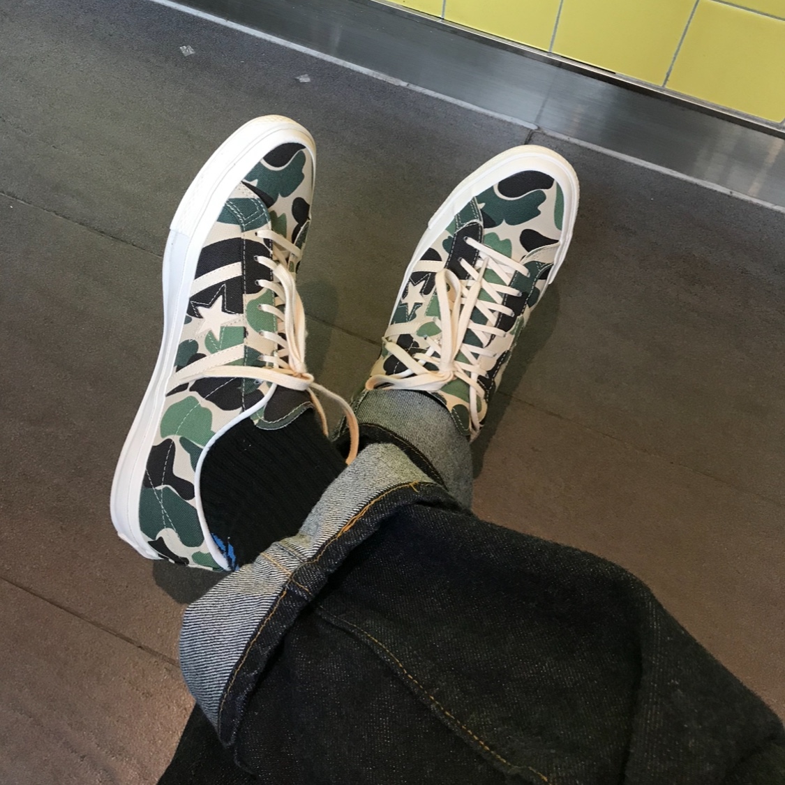 Converse Run Star Hike Hi Camo 착용 스타일