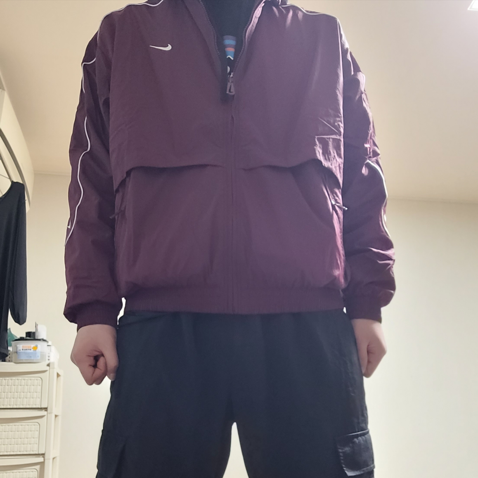 Nike NSW Solo Swoosh Woven Track Jacket Night Maroon - Asia 착용 스타일