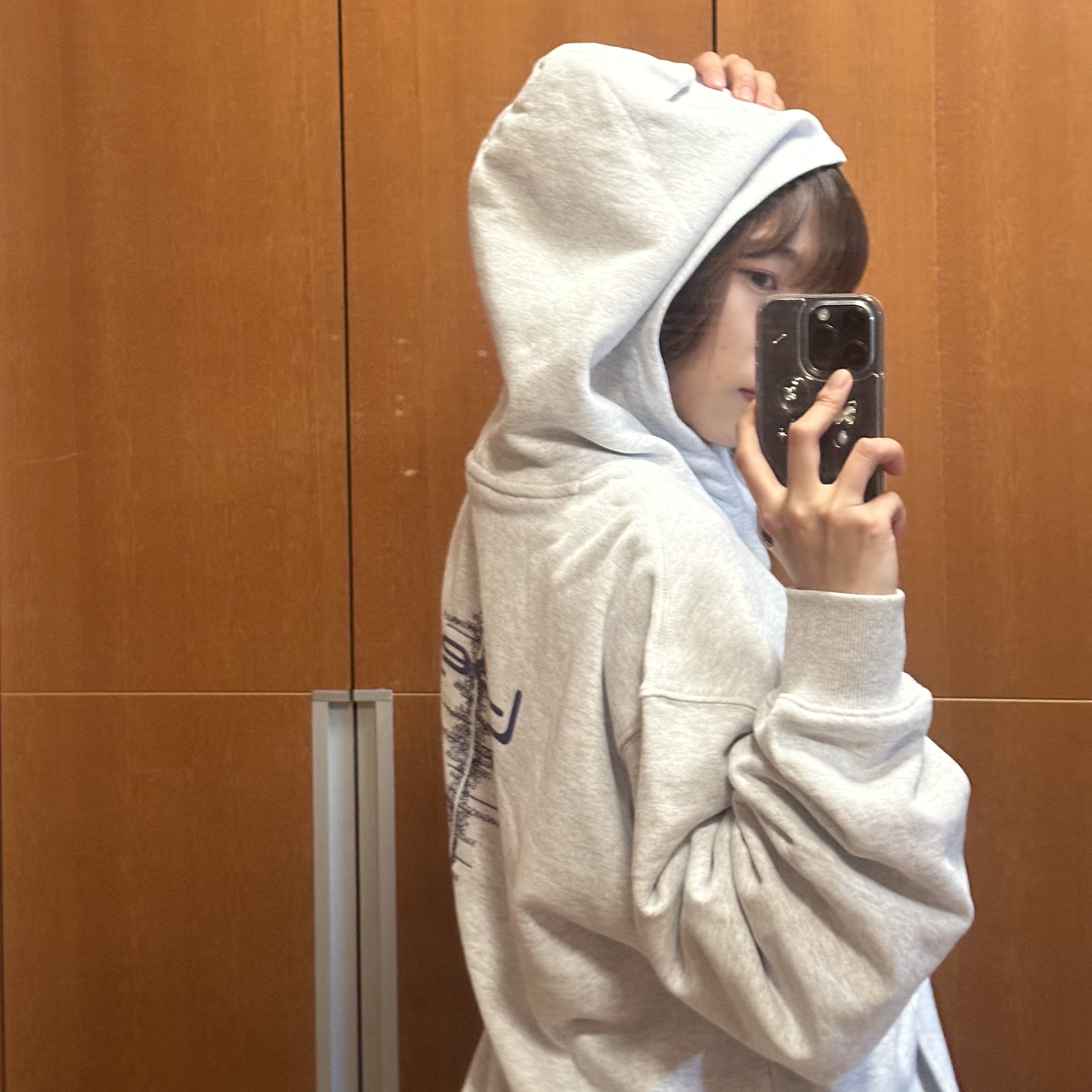 Sansan Gear Biped Hoodie White Melange - 23FW, Sansan Gear Fleece Hooded Jacket Light Grey - 23FW 착용 스타일 - 4