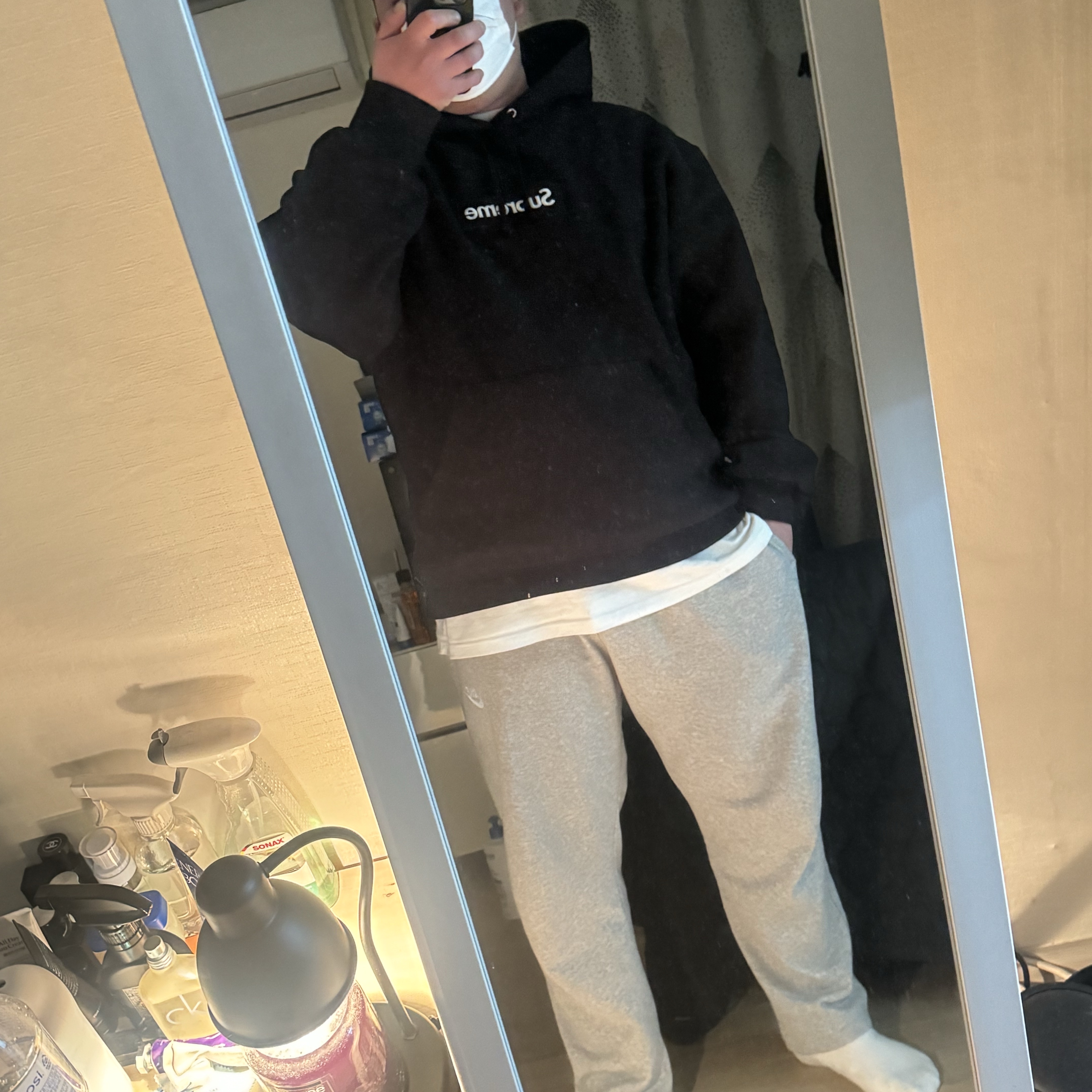 Supreme Box Logo Hooded Sweatshirt Black - 23FW 착용 스타일