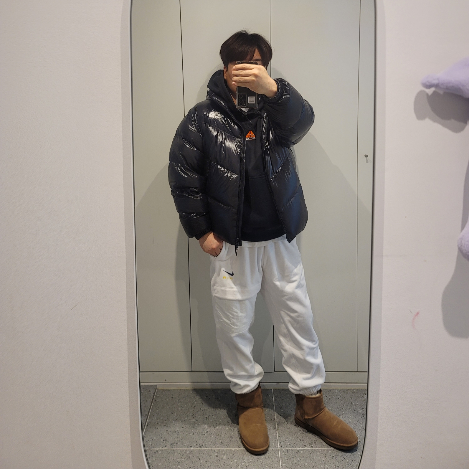 The North Face White Label Neo Free Move Down Jacket Black, Nike ACG Therma-Fit ADV Lunar Lake Puffer Jacket Black - Asia 착용 스타일 - 1