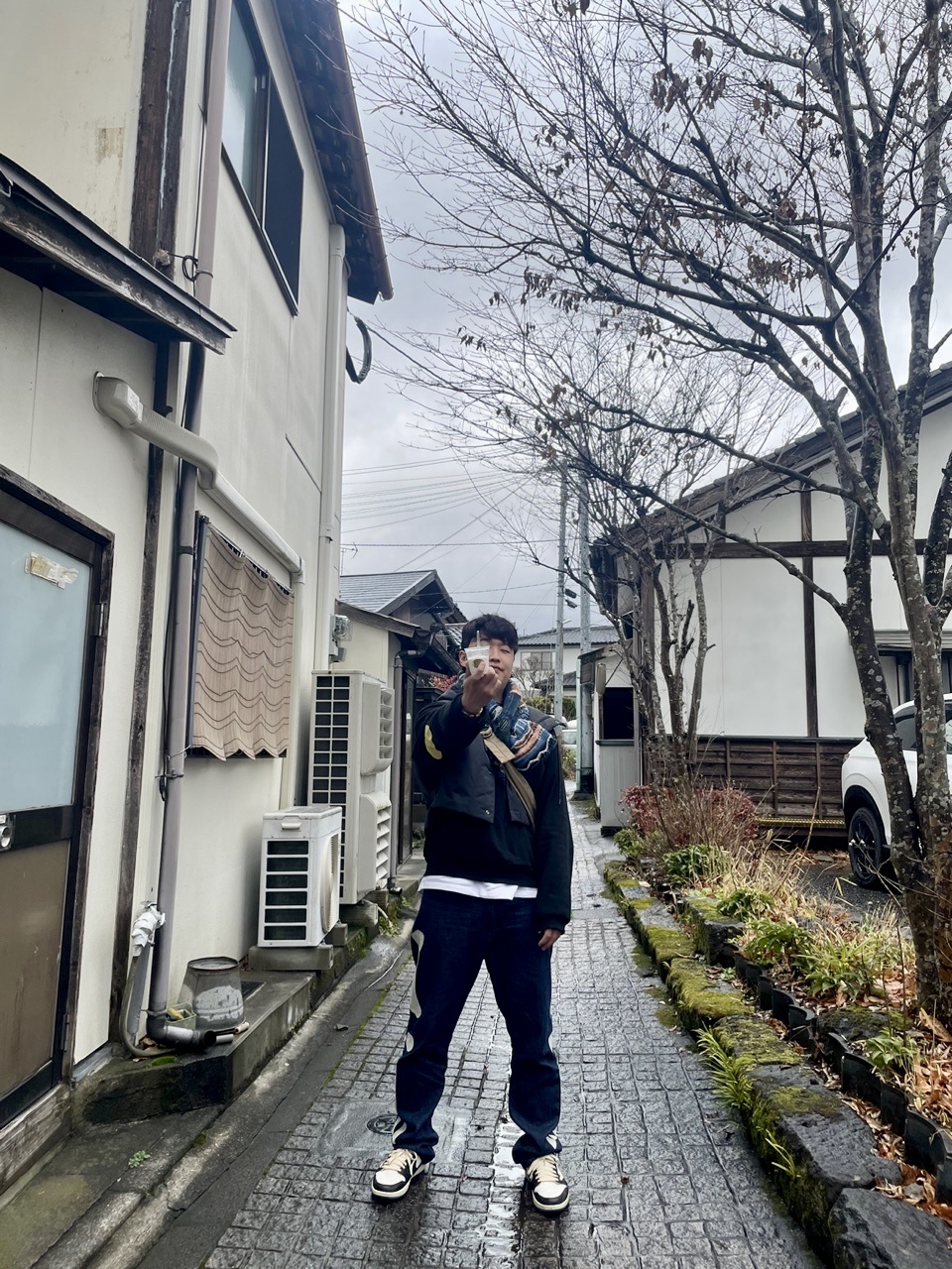Kapital 12.5 oz. Denim Mexican Tuxedo 5P Okagilly Pants Indigo, Kapital Boro Gaudy Knit Kesa Muffler Indigo 착용 스타일