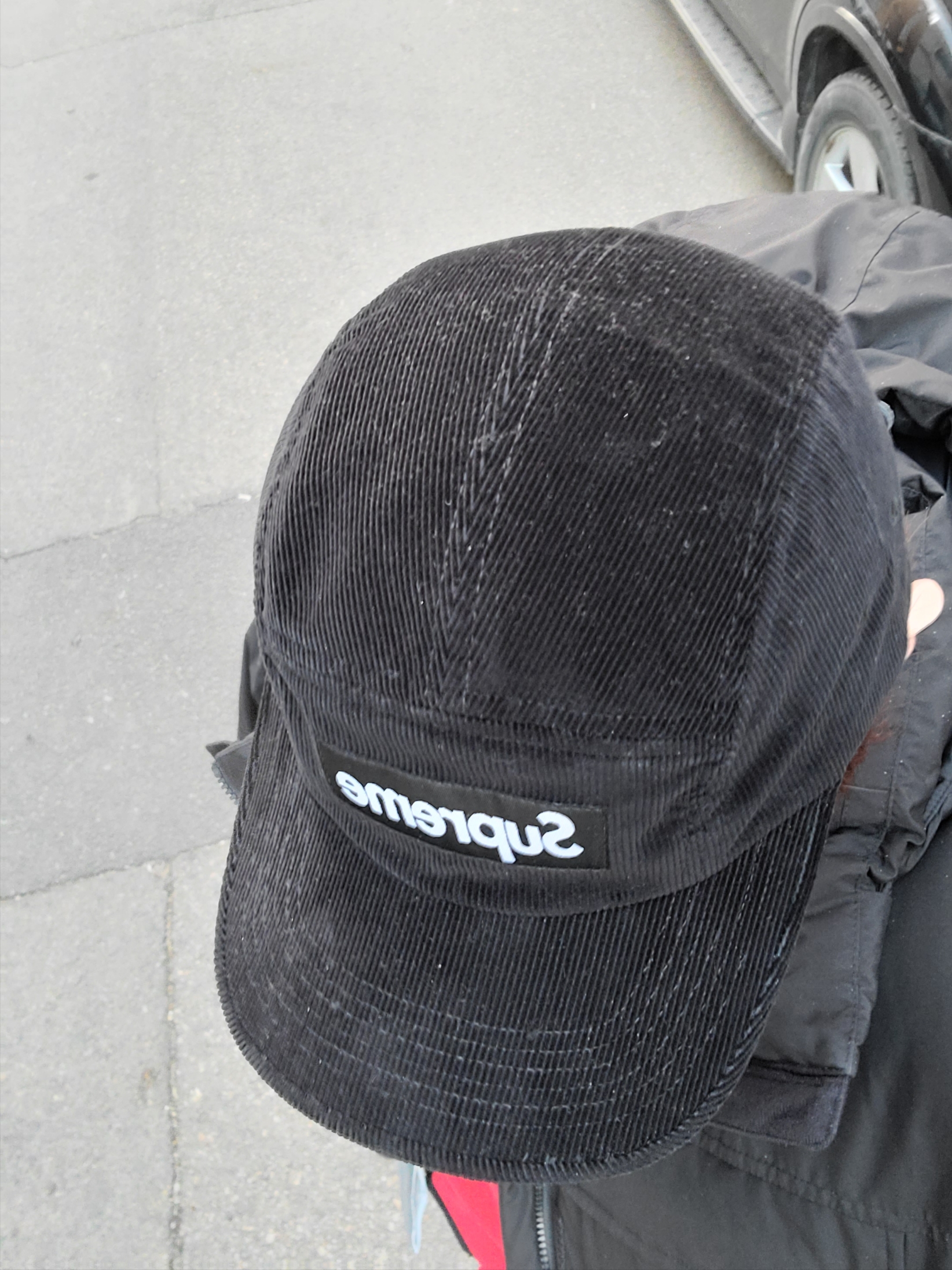 Supreme Corduroy Camp Cap Black - 23FW 착용 스타일 - 2