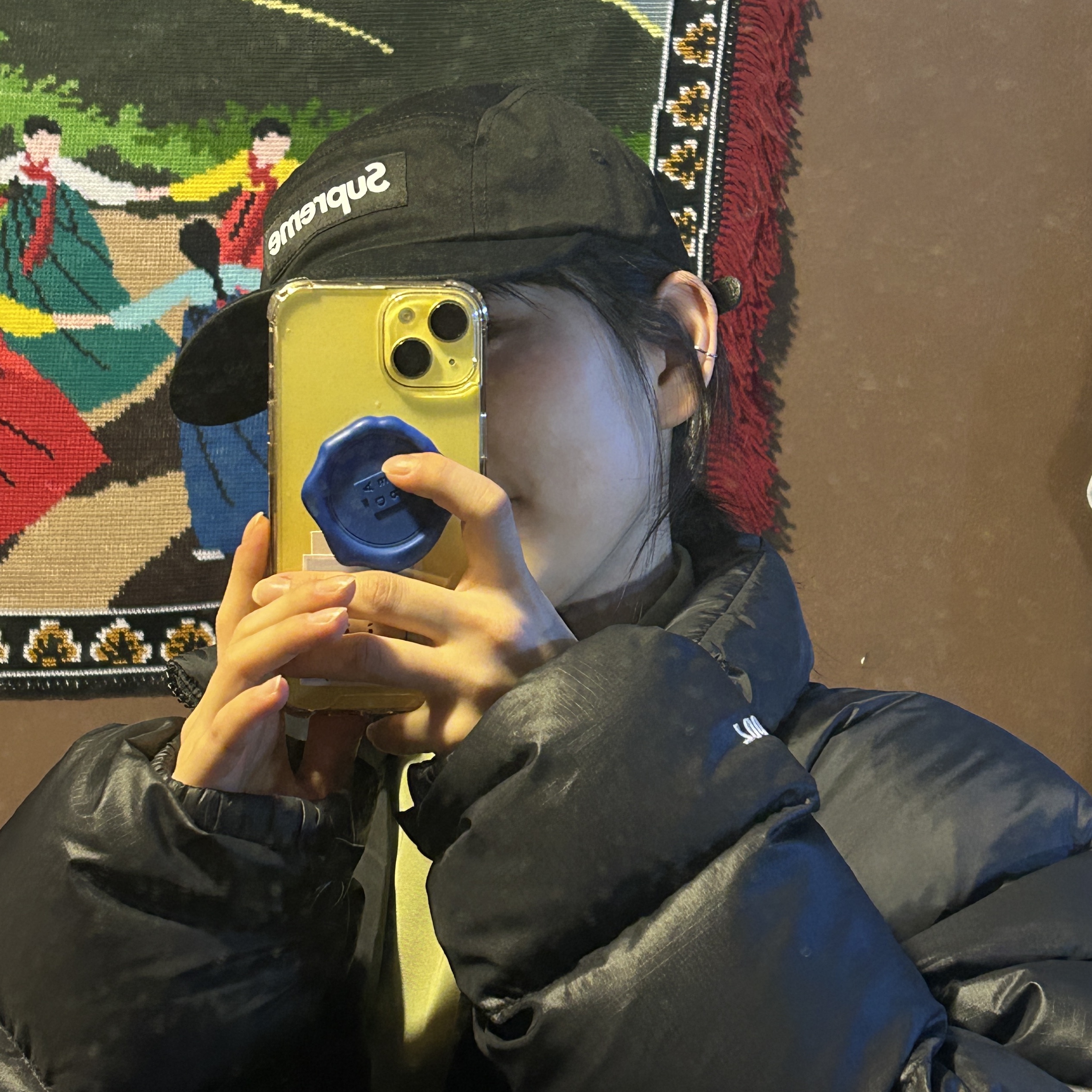 Supreme Washed Chino Twill Camp Cap Black 착용 스타일