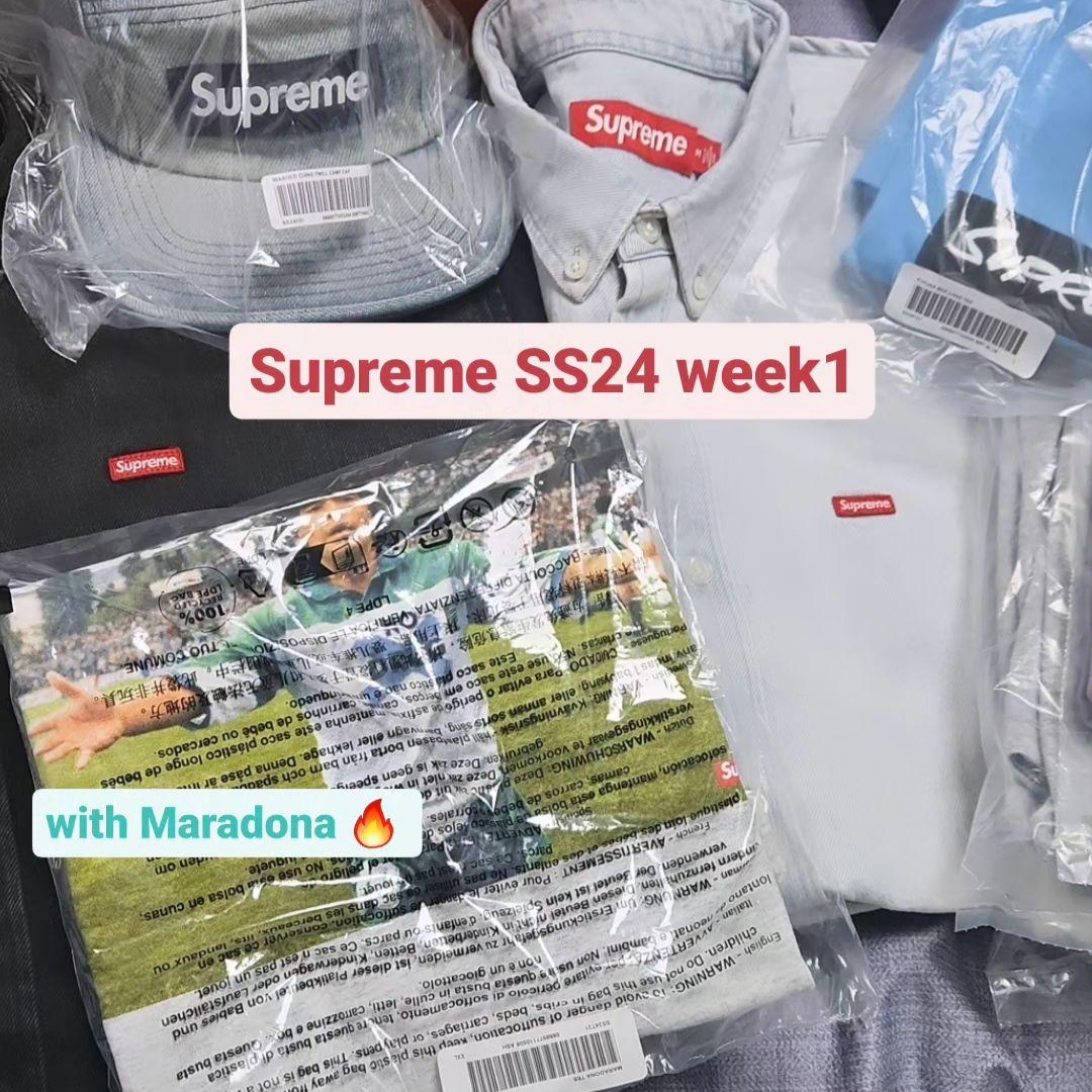 Supreme Small Box Shirt Washed Blue - 24SS, Supreme Small Box Shirt Washed Black - 24SS 착용 스타일