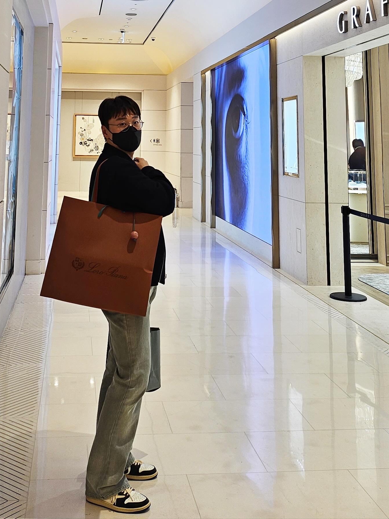 Off-White Caravaggio Painting Hoodie Black, Wooyoungmi Straight Denim Pants Mint - 23FW 착용 스타일 - 7