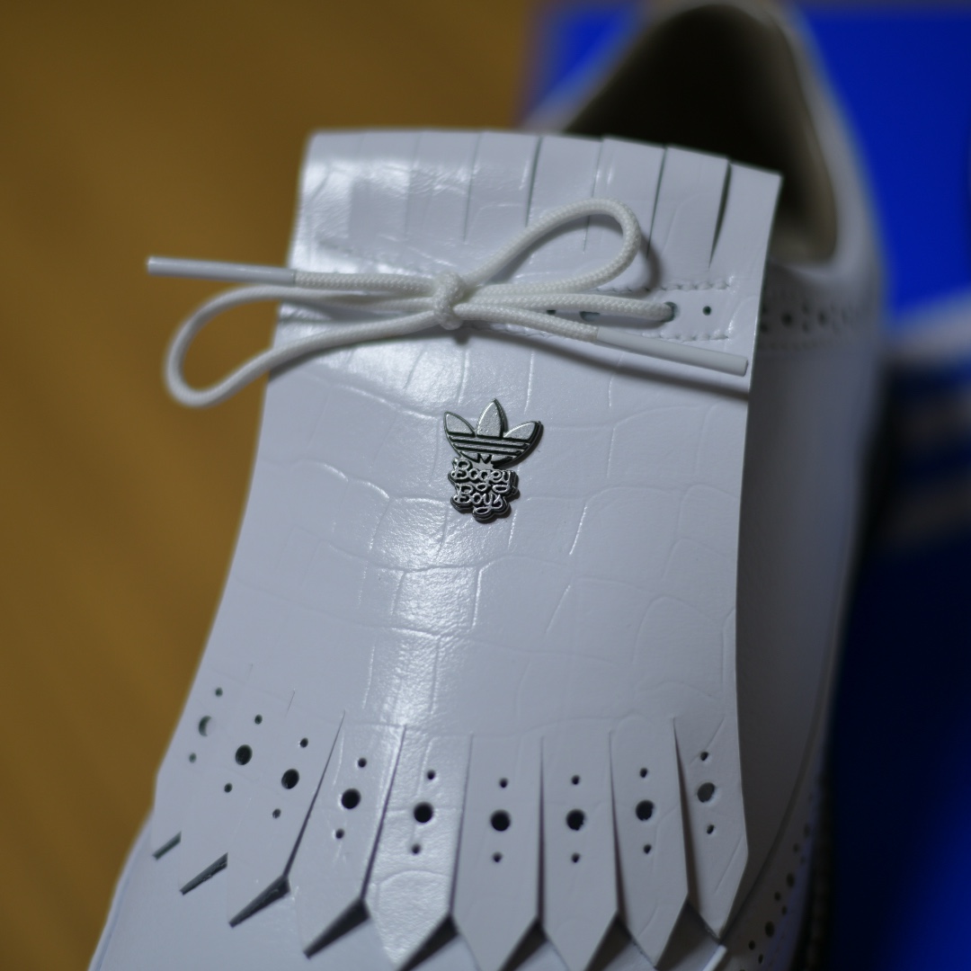 Adidas x Bogey Boys MC80 Spikeless Cloud White Dark Silver Metallic 착용 스타일 - 2
