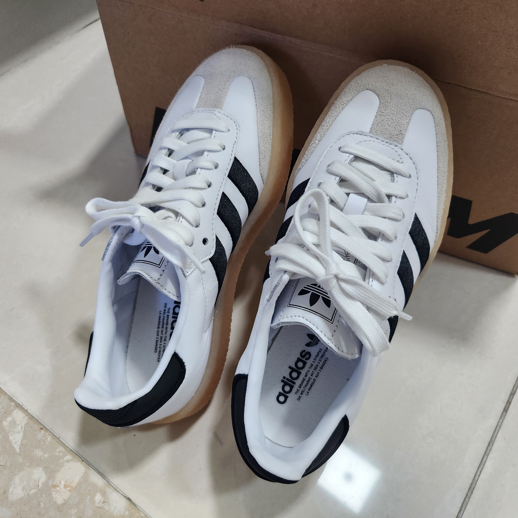 (W) Adidas Sambae White Black 착용 스타일 - 7