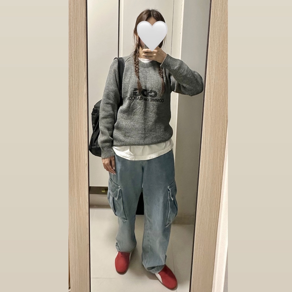 Puma Speedcat OG Sparco Ribbon Red White, CDG Round Neck School Pullover Grey 착용 스타일 - 3