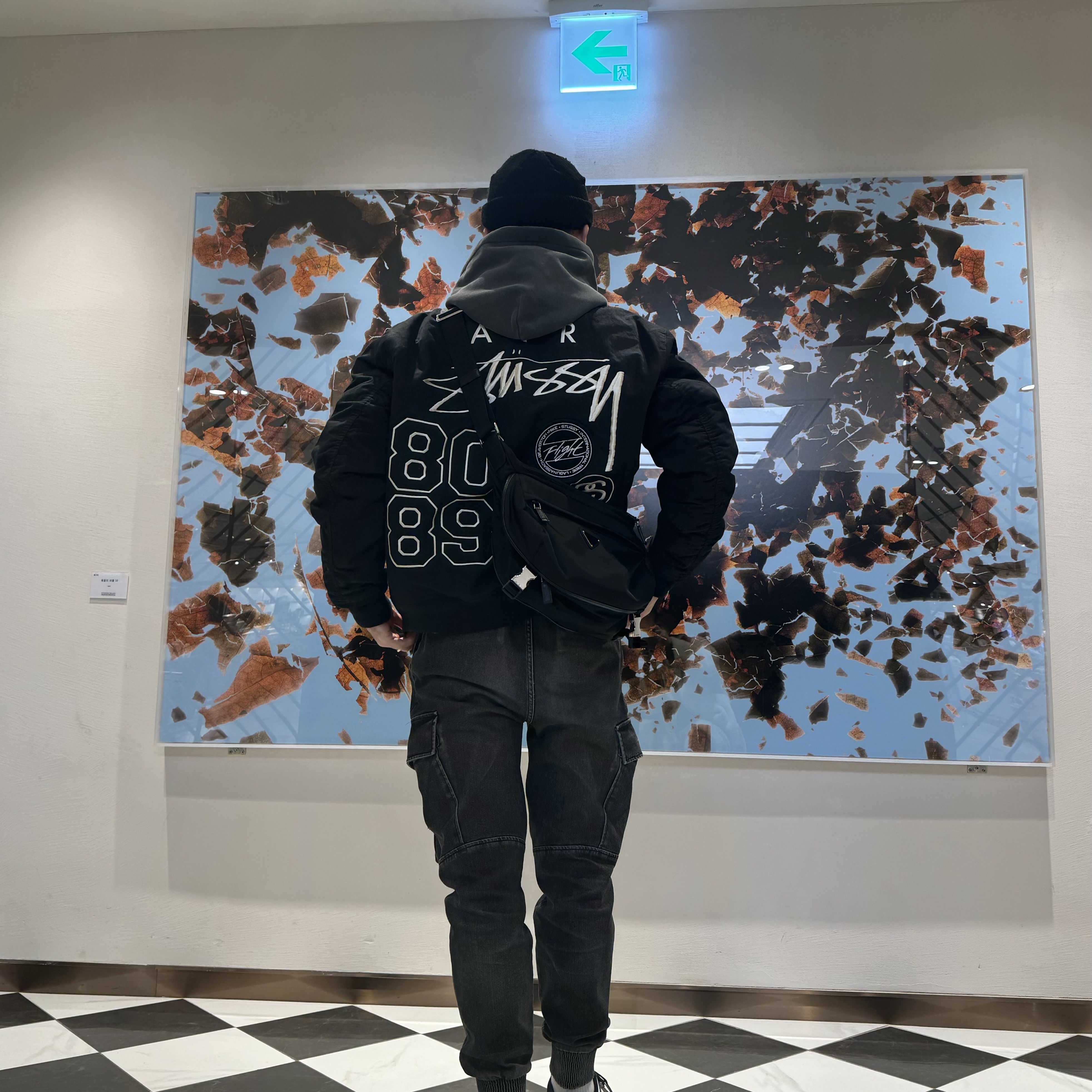 Nike x Stussy Reversible Jacket Black (FJ9153-010), IAB Studio Pigment Hoodie Black 착용 스타일