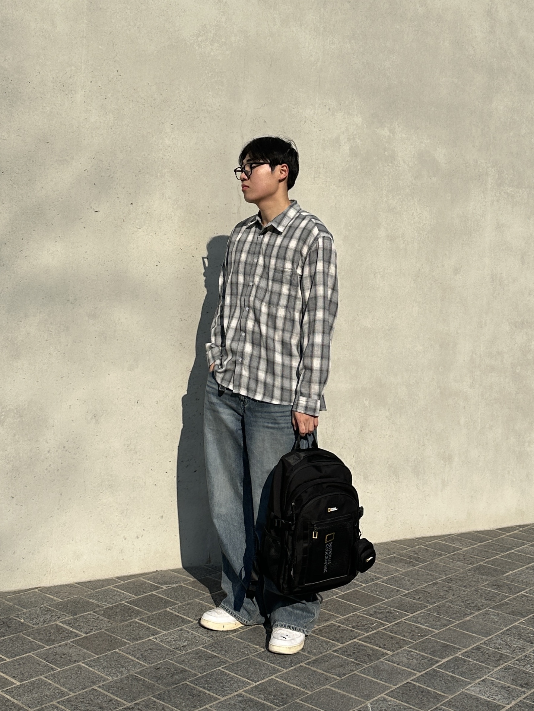 Millo Archive Ombre Check Shirts Smoke Gray 착용 스타일 - 5