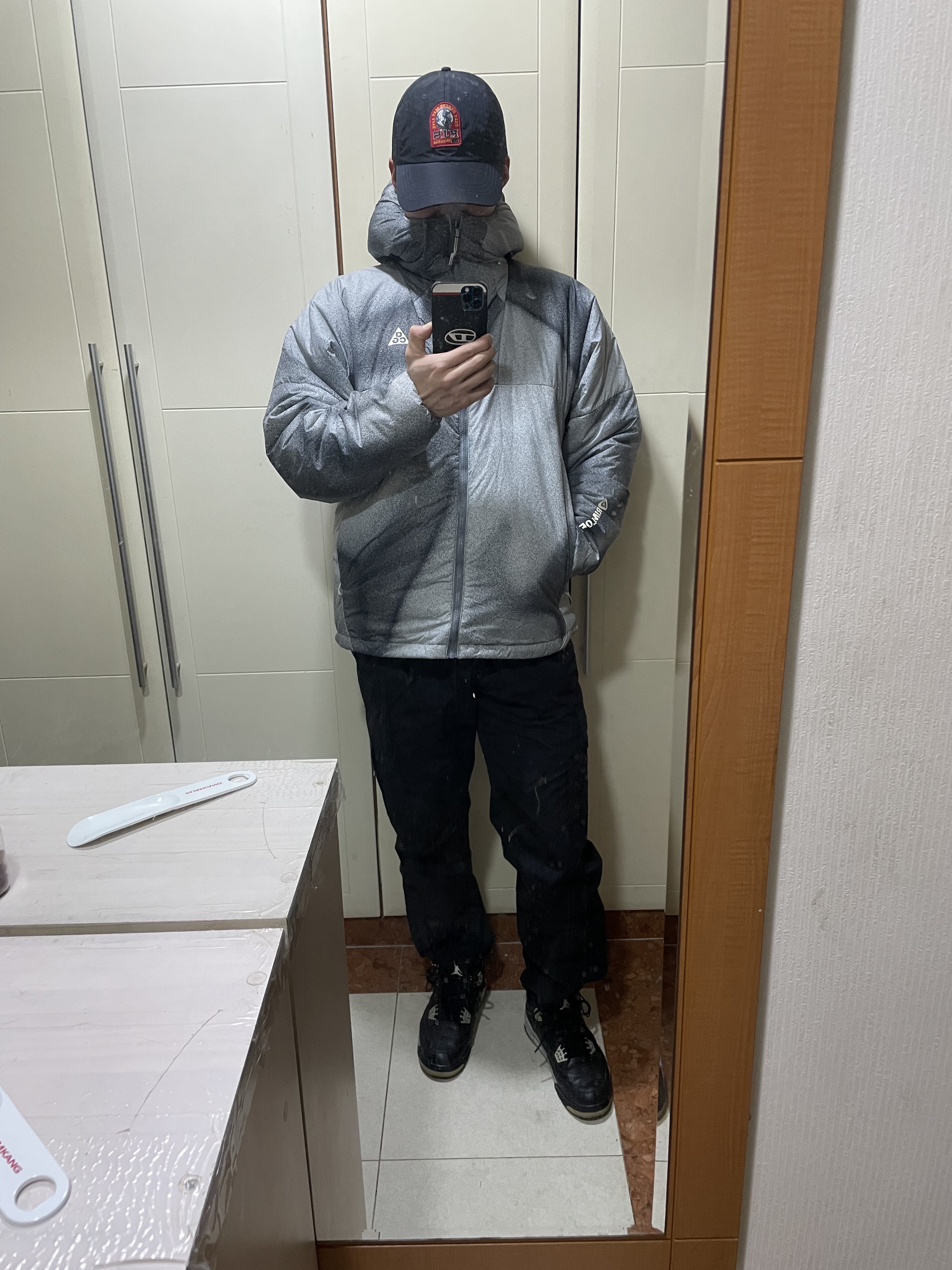Jordan 4 Retro Oreo 2015, Nike ACG Therma-Fit ADV Rope De Dope AOP Jacket Cool Grey - Asia 착용 스타일 - 1