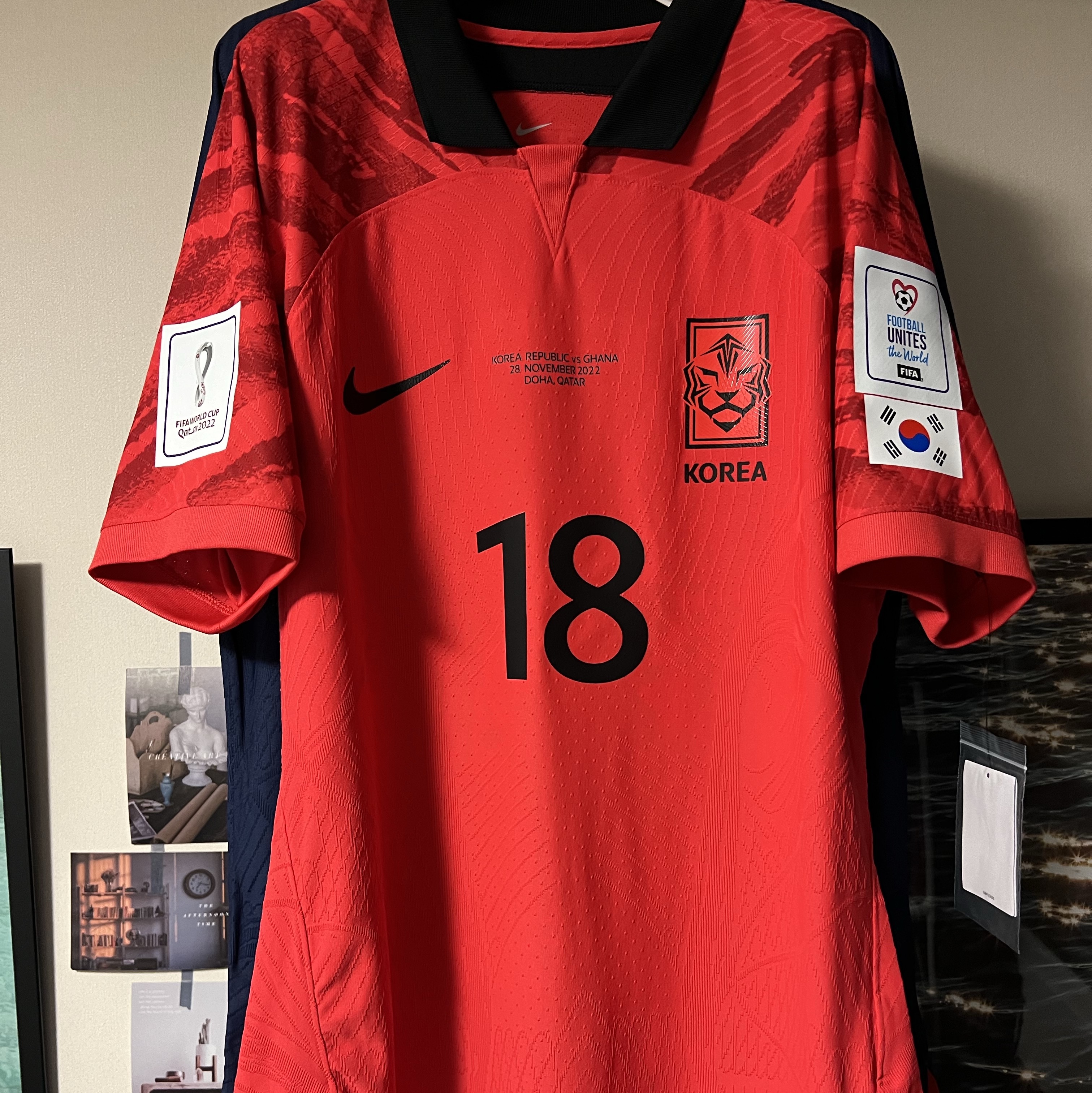 Nike Korea 2022/23 Dri-Fit ADV Player Issue Home SS Jersey Global Red - Asia (Non Marking Ver.), Nike Korea Dri-Fit Stadium Home SS Jersey Global Red - Asia (Non Marking Ver.) 착용 스타일