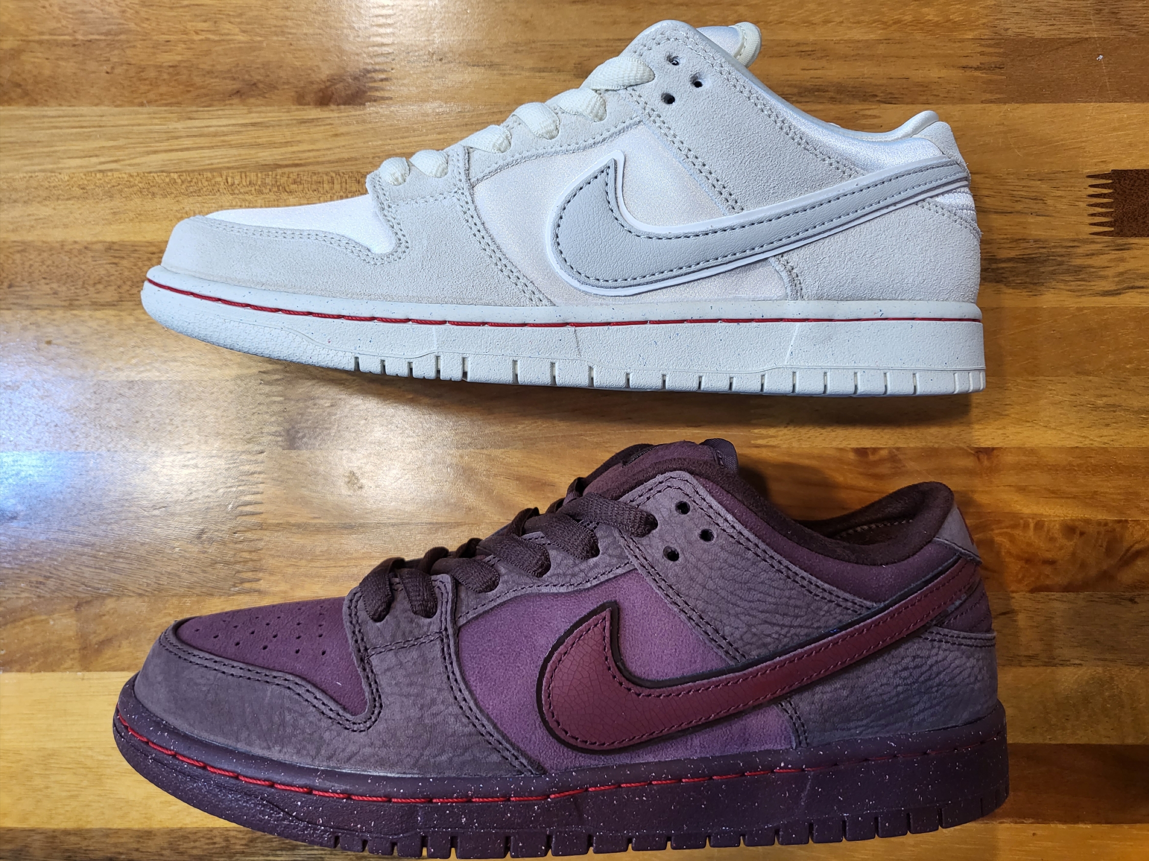 Nike SB Dunk Low PRM Coconut Milk, Nike SB Dunk Low PRM Burgundy Crush 착용 스타일 - 2