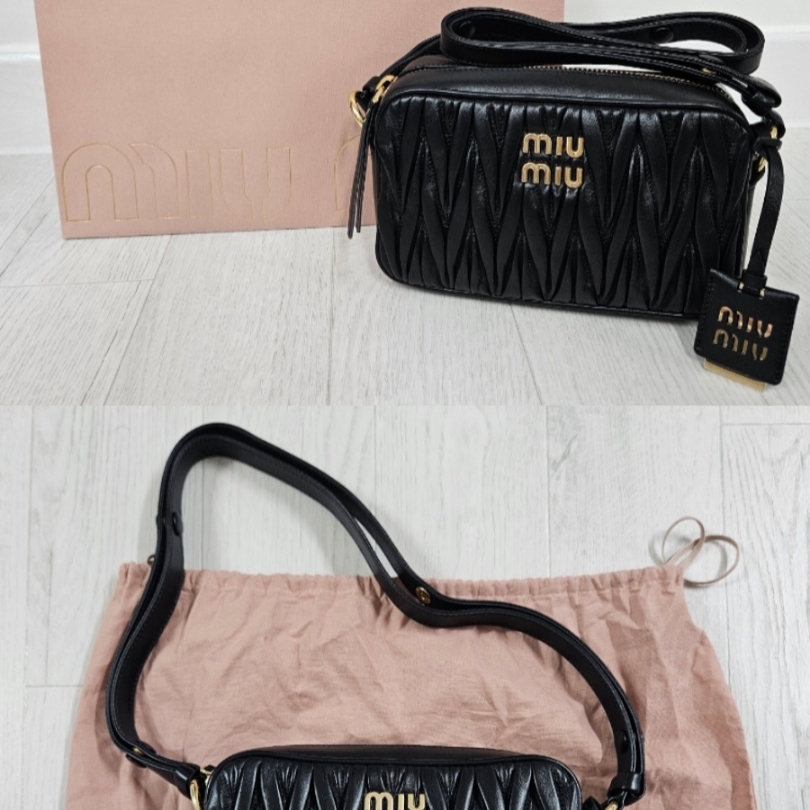 Miu Miu Matelasse Nappa Leather Shoulder Bag Black 착용 스타일