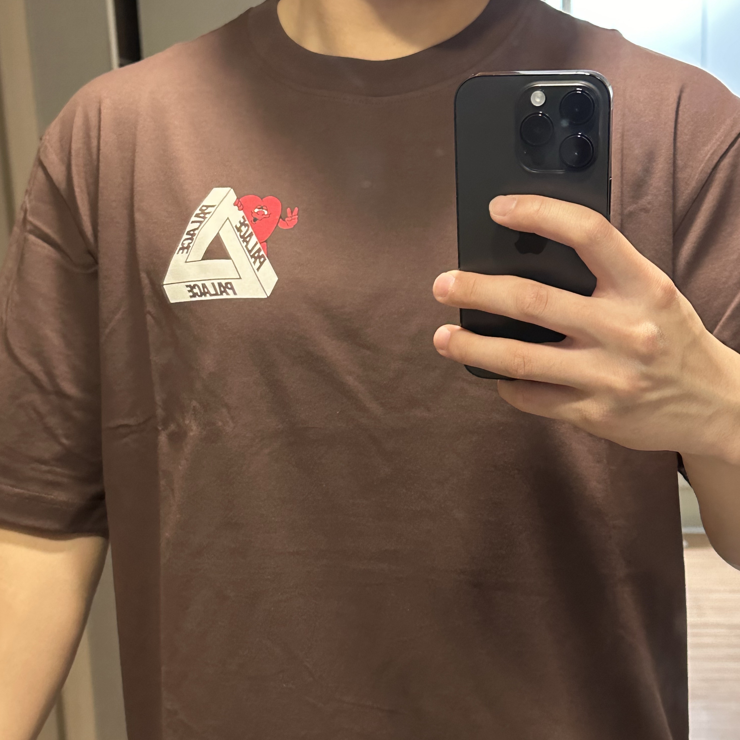 Palace Tri-Hearts T-Shirt Nice Brown - 24SS 착용 스타일