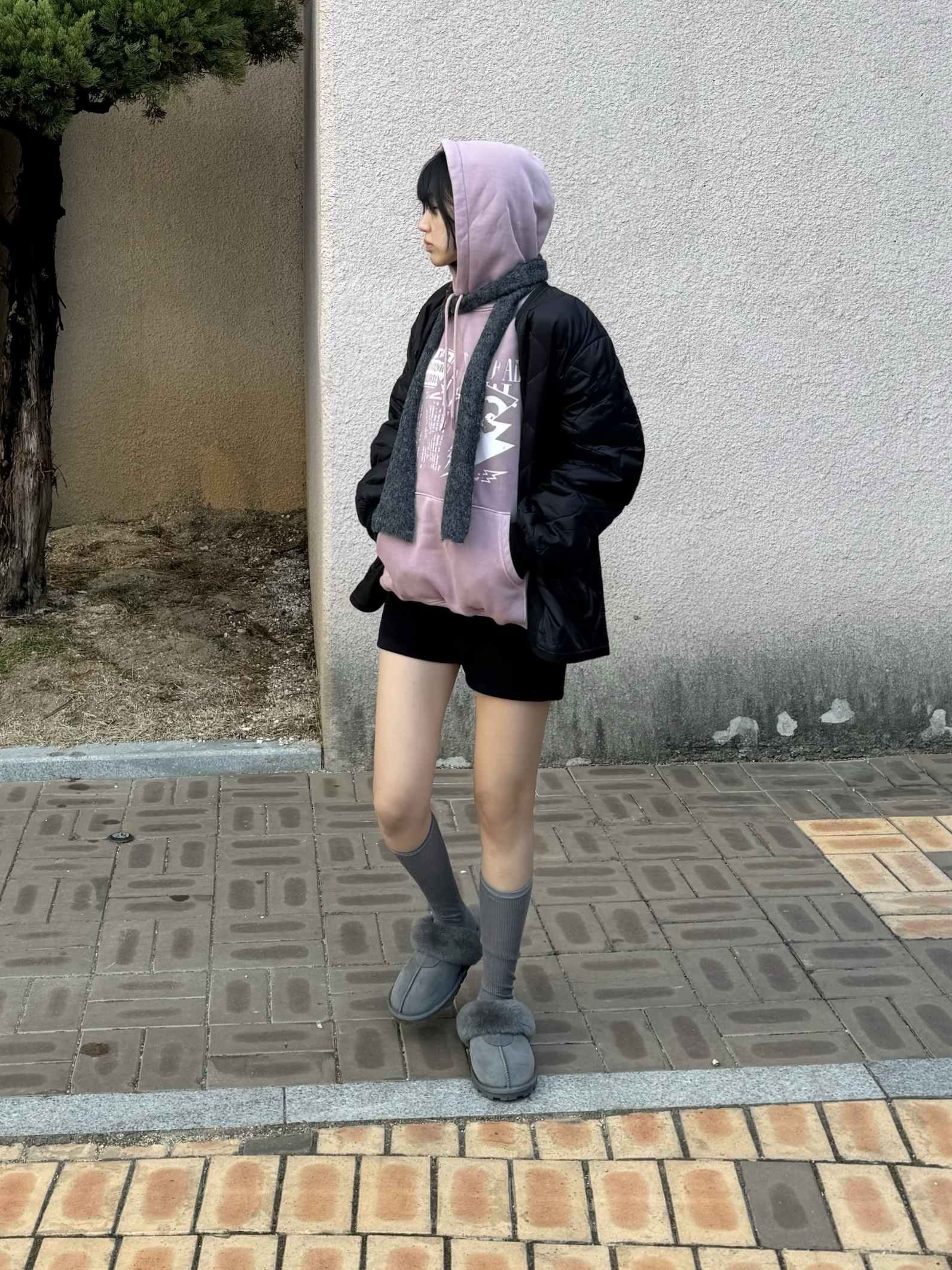 CDG x Alpha Industries Liner Jacket Black 착용 스타일 - 2