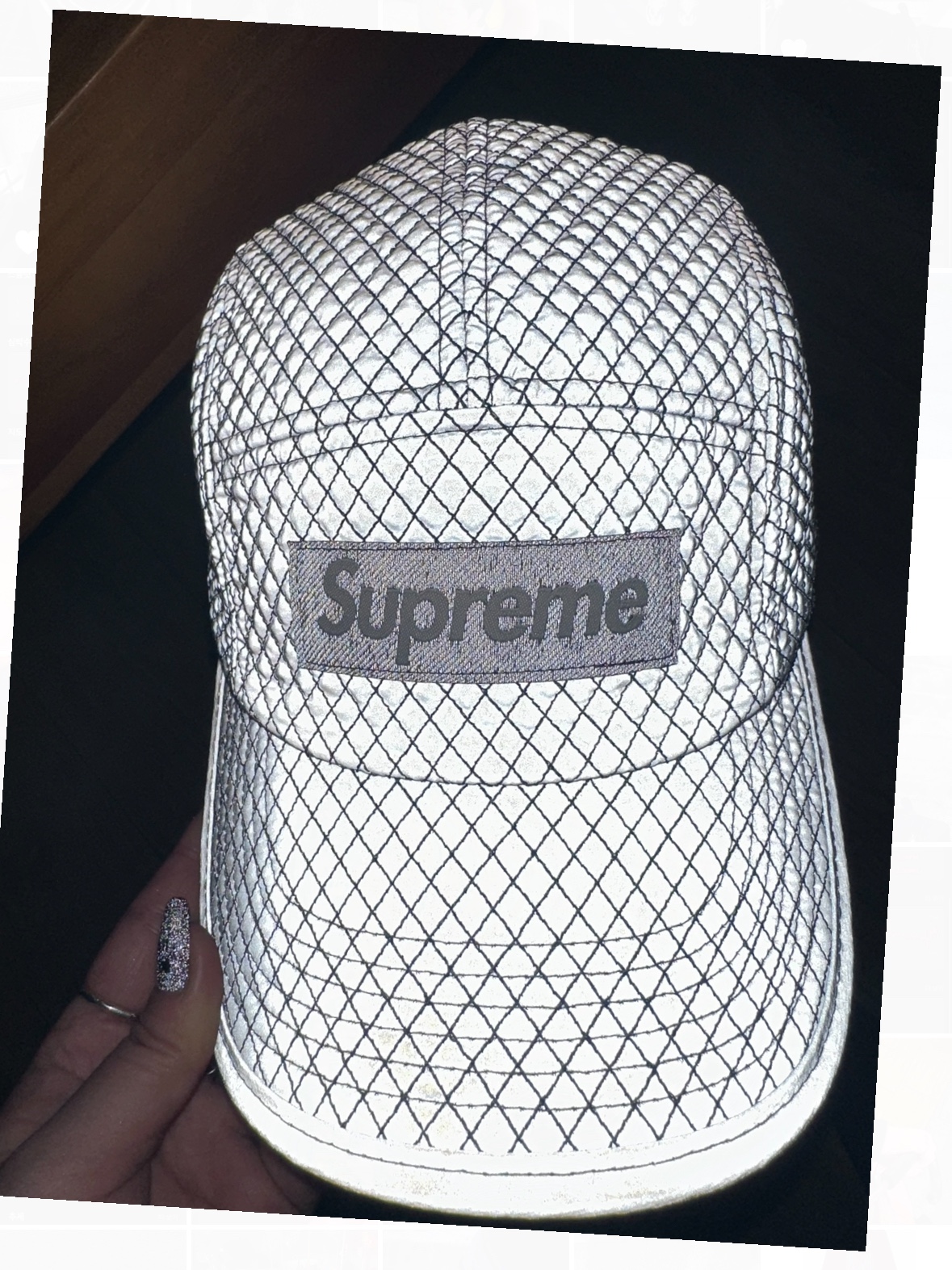Supreme Micro Quilted Camp Cap Reflective - 23FW 착용 스타일