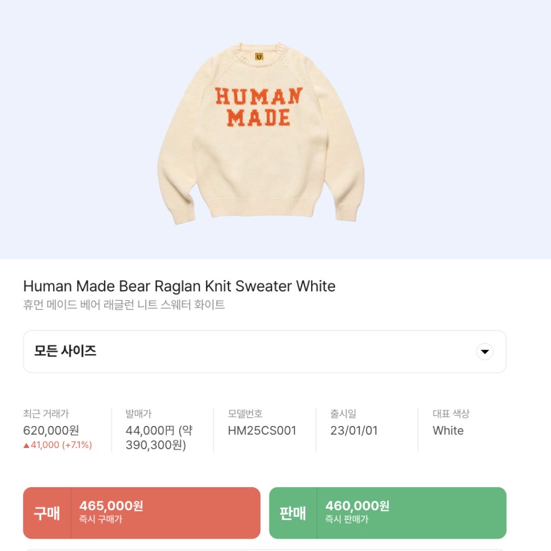 Human Made Bear Raglan Knit Sweater White 착용 스타일 - 2