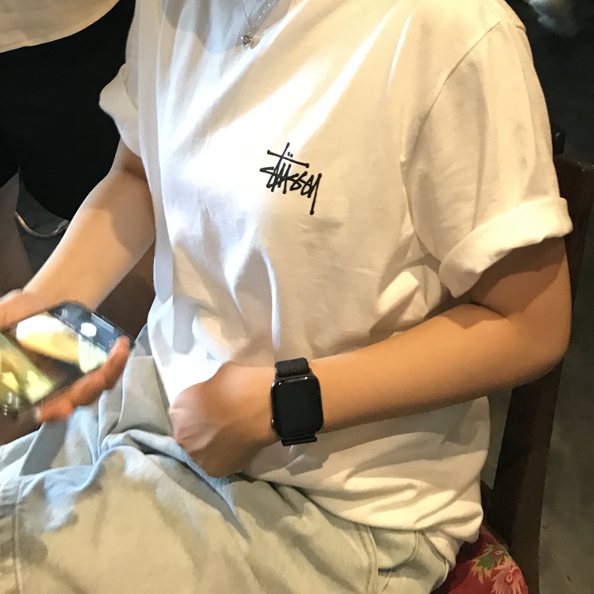Stussy Melted T-Shirt White 착용 스타일