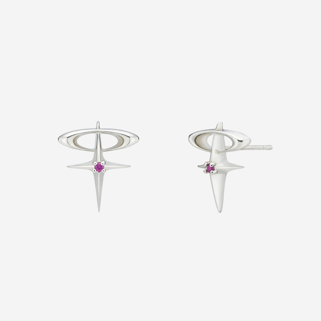 TEETH-N036 Teeth Jewel Earrings Pink Sapphire