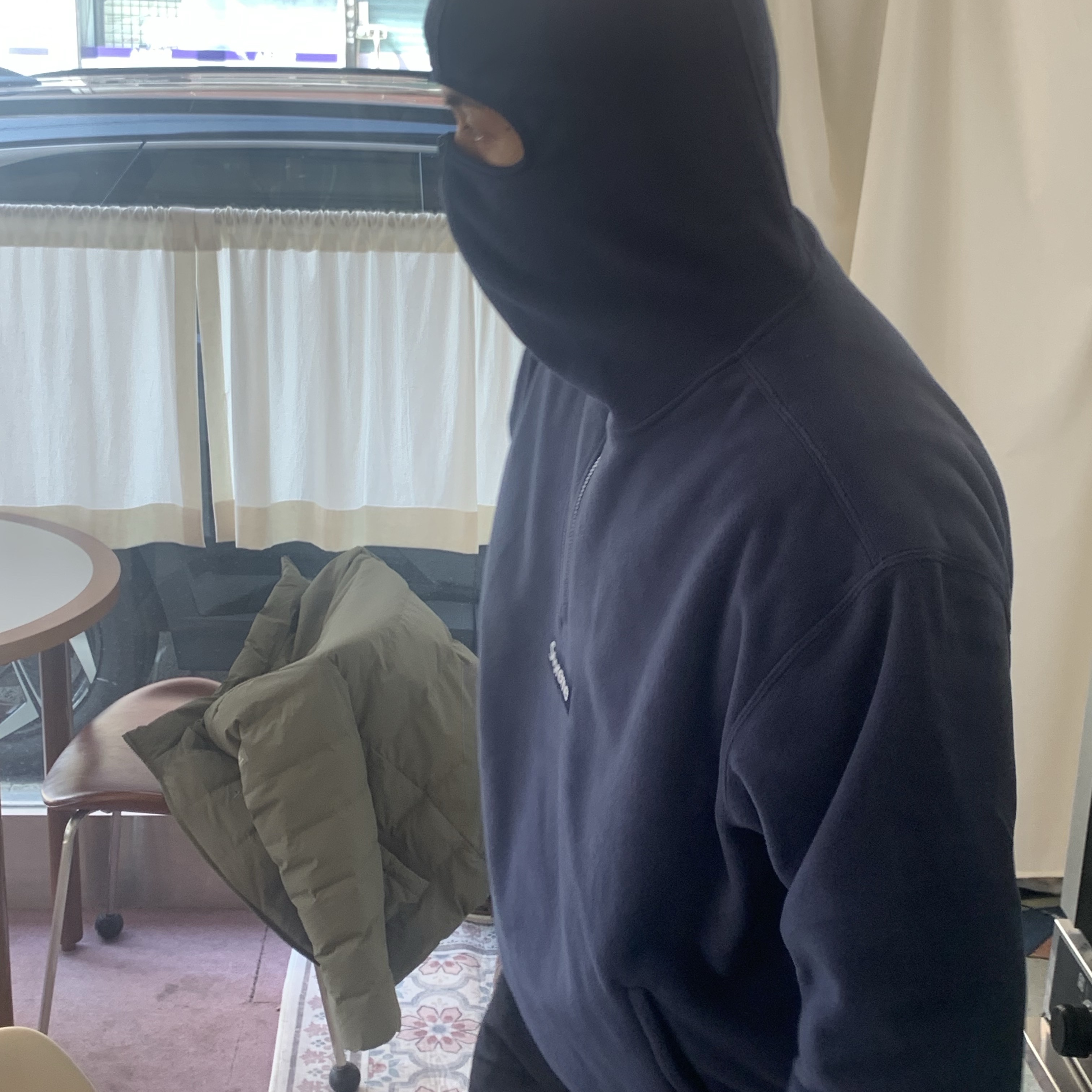 Supreme Polartec Facemask Half Zip Hooded Sweatshirt Navy - 23FW 착용 스타일 - 1