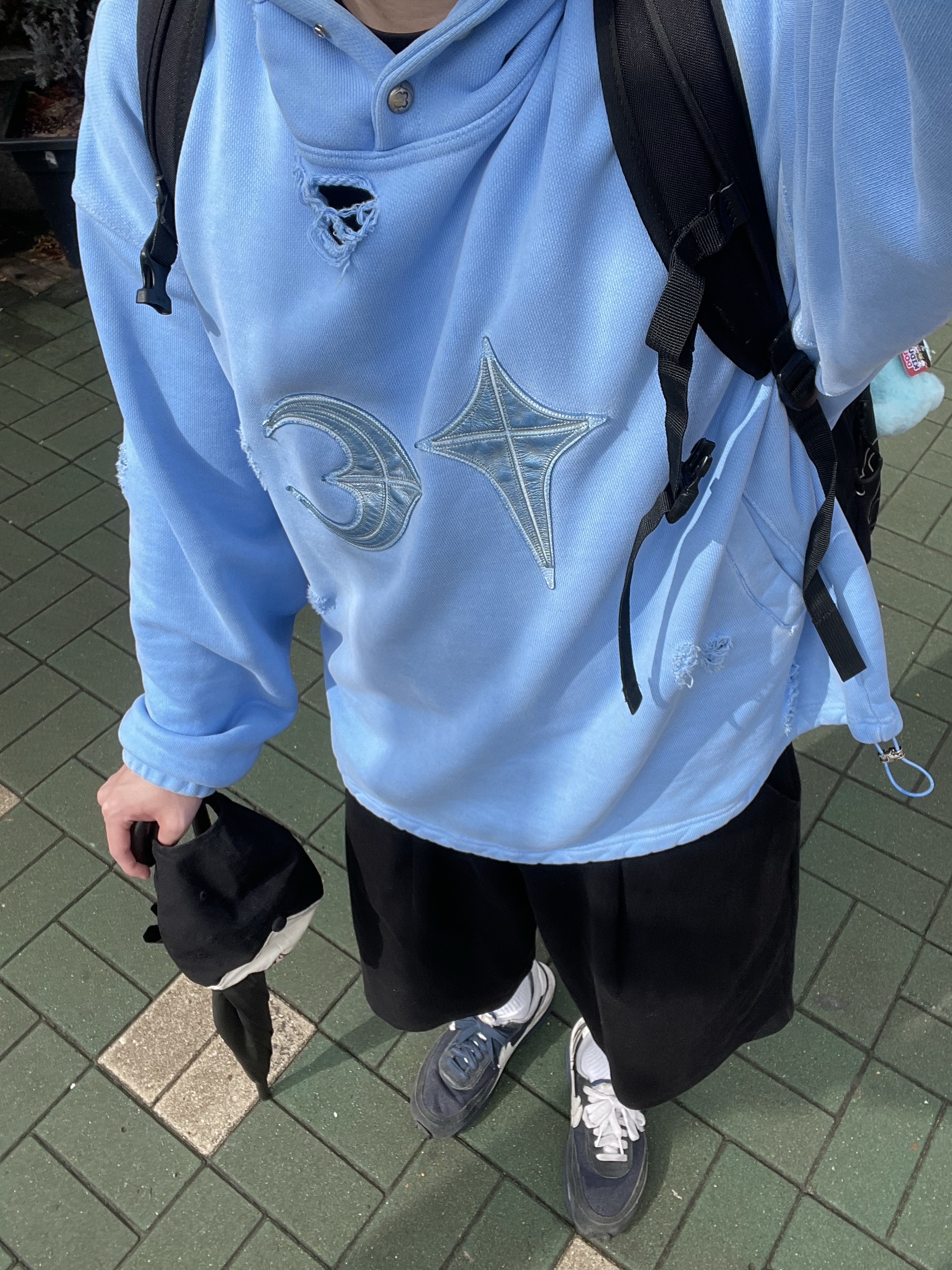 Nike x Sacai x Fragment LDWaffle Blackened Blue 착용 스타일