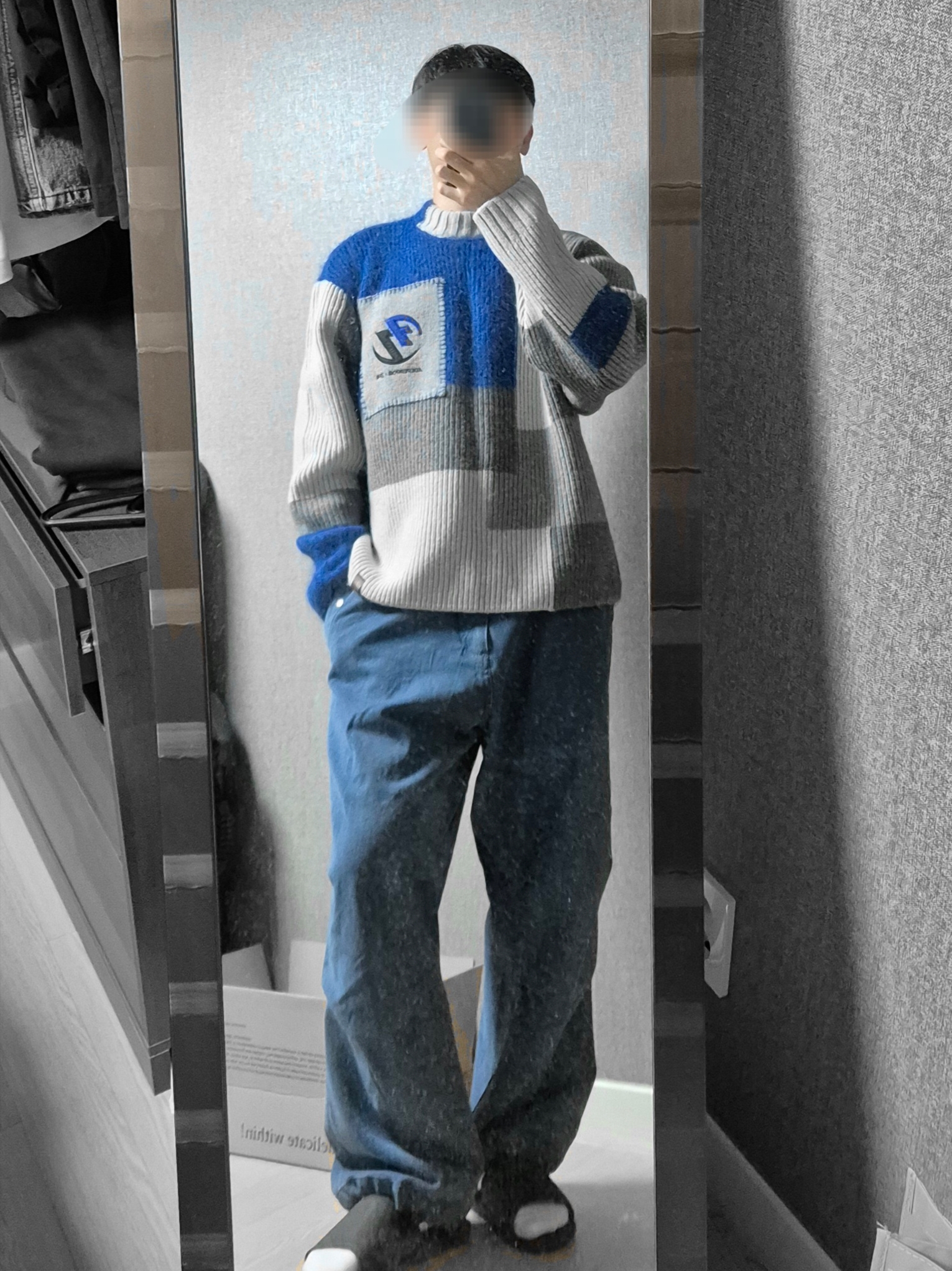 Zara x Ader Error Patchwork Oversize Knit Sweater Multicolor 착용 스타일