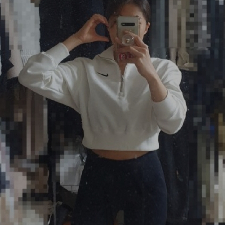 (W) Nike NSW Phoenix Fleece Half Zip Cropped Sweatshirt Sail - Asia 착용 스타일 - 4