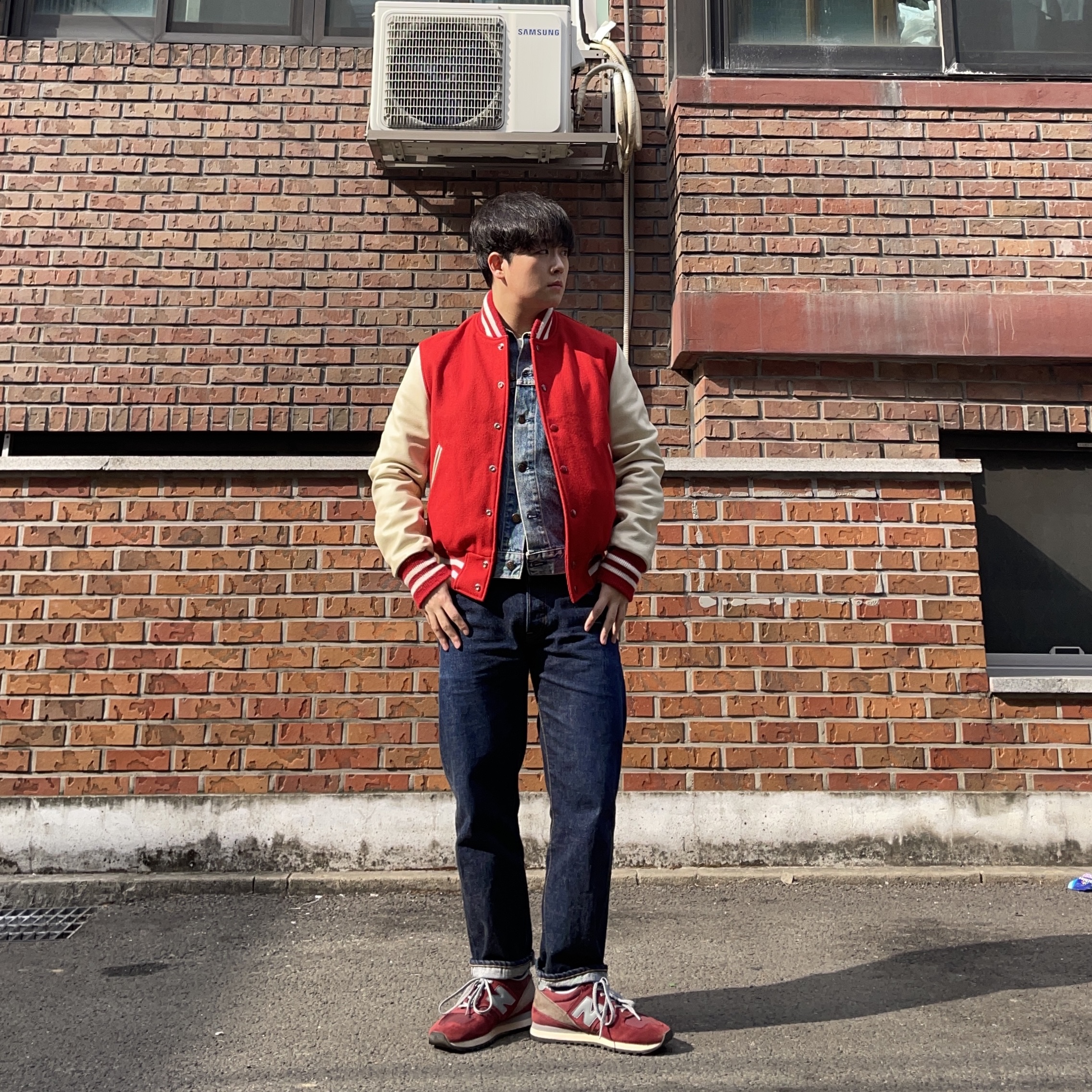 New Balance 730 Made in UK 40th Anniversary Burgundy 착용 스타일 - 1