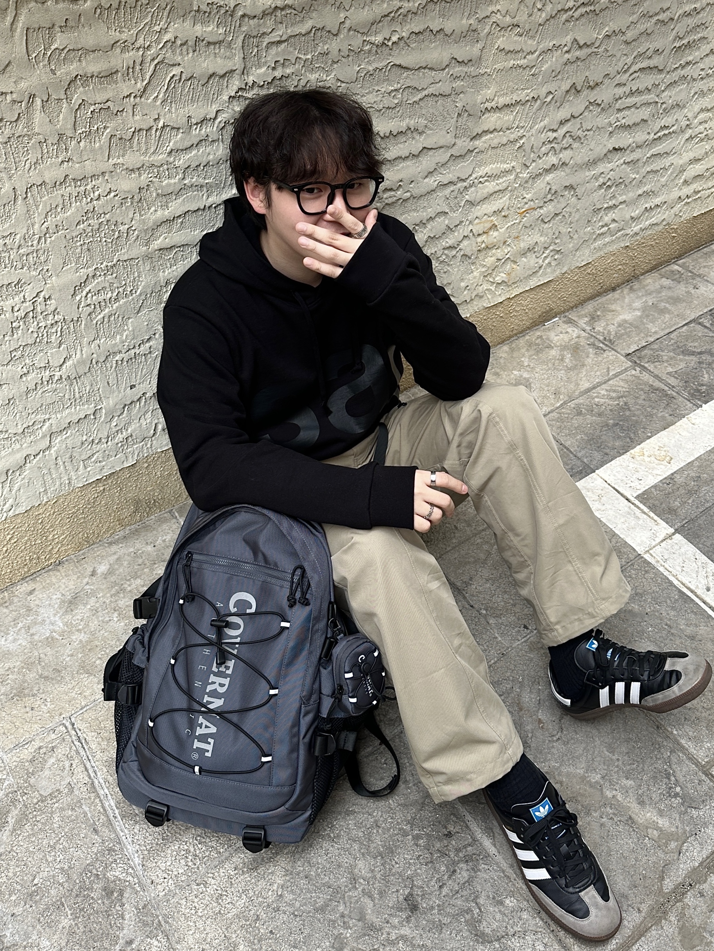 [KREAM 단독] Safarispot Basic Safari Hoodie Black, Adidas Samba Vegan Black White 착용 스타일 - 1