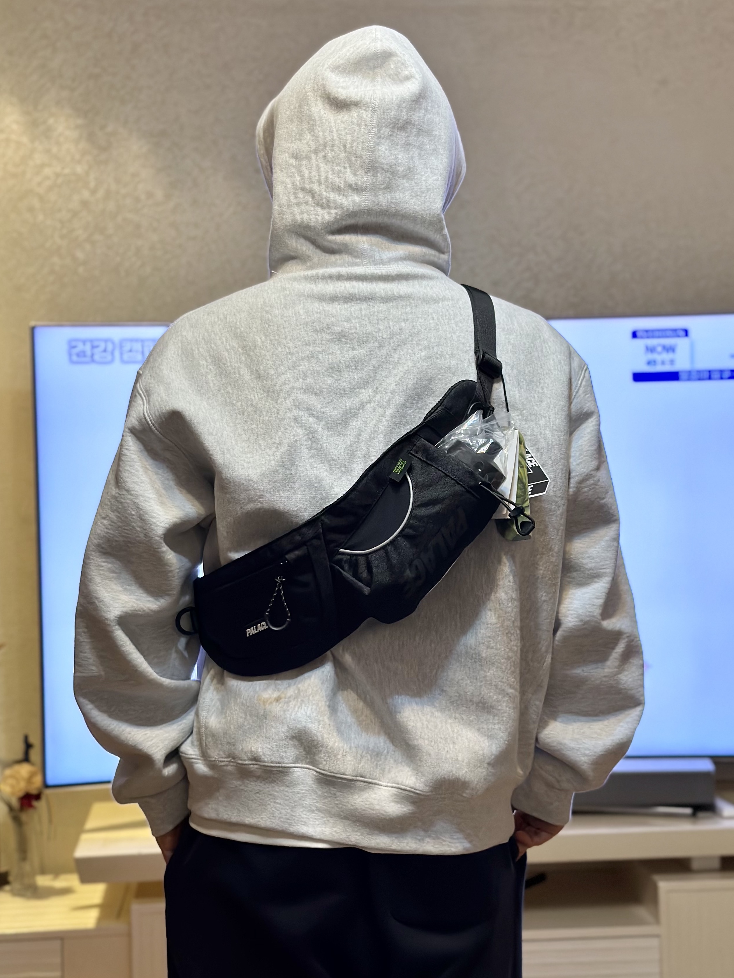 Palace Cordura Y-Rip Bottle Pack Black - 24SS, Supreme Box Logo Hooded Sweatshirt Ash Grey - 23FW 착용 스타일