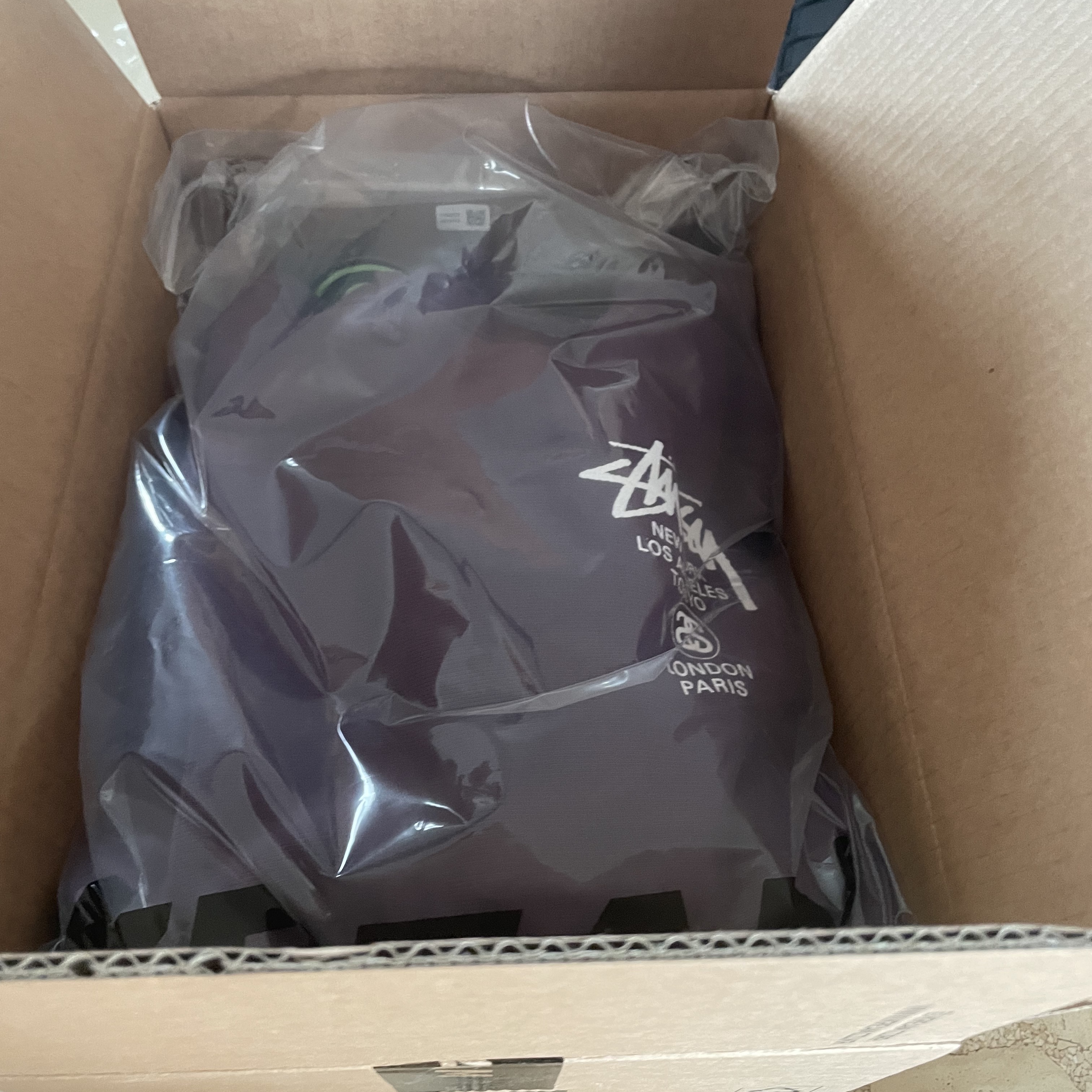 Stussy World Tour Hoodie Pigment Dyed Purple 착용 스타일