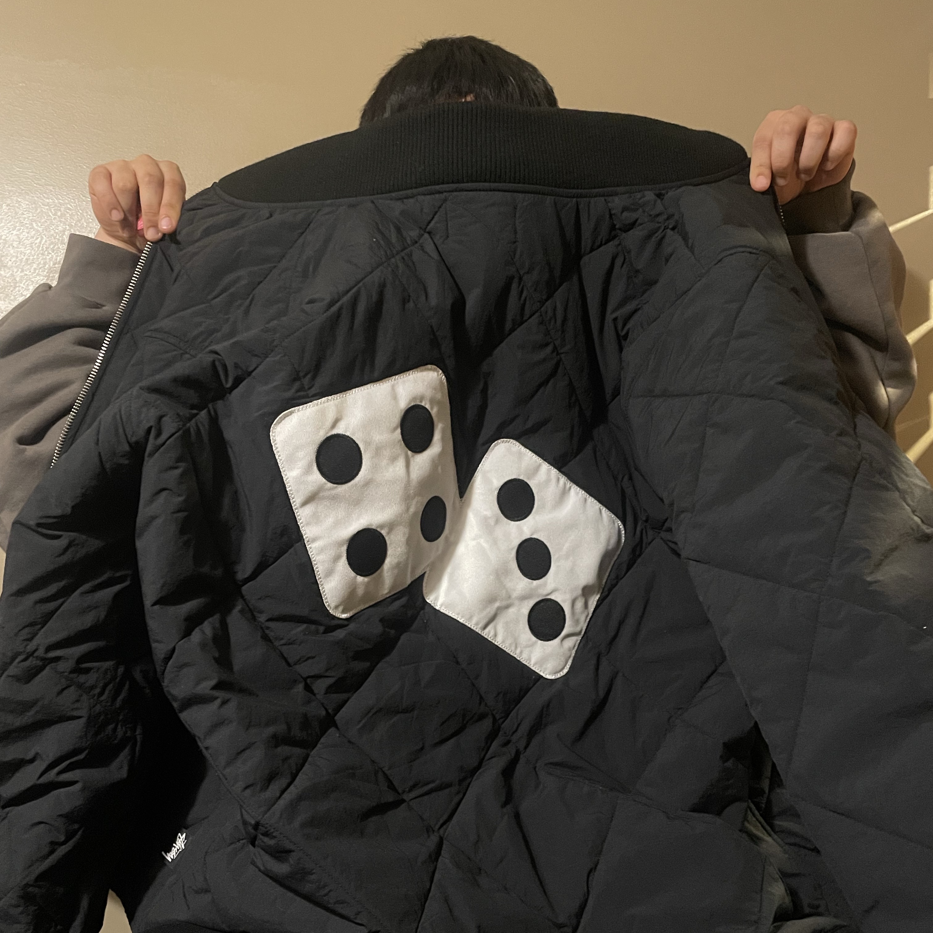 Stussy Dice Quilted Liner Jacket Black 착용 스타일