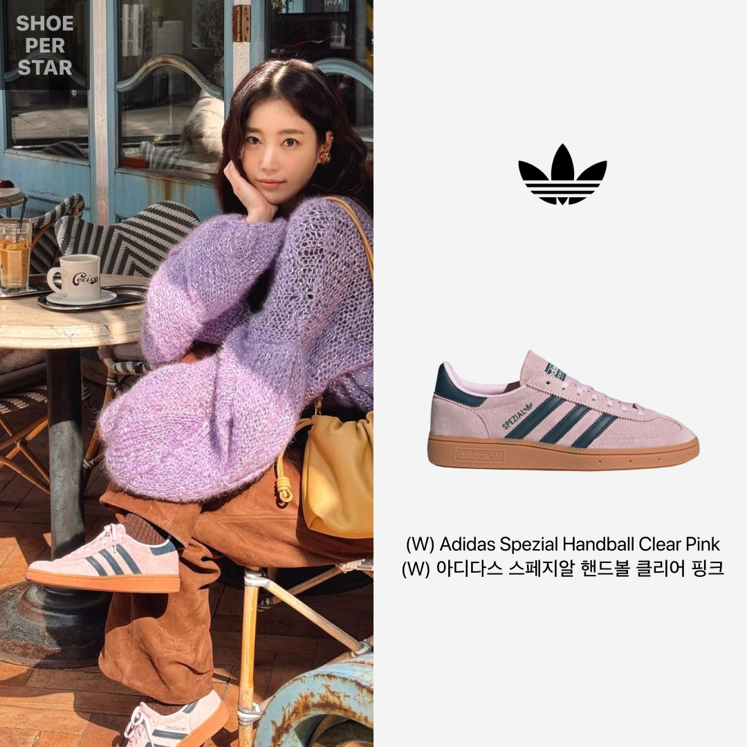 (W) Adidas Spezial Handball Clear Pink 착용 스타일 - 1