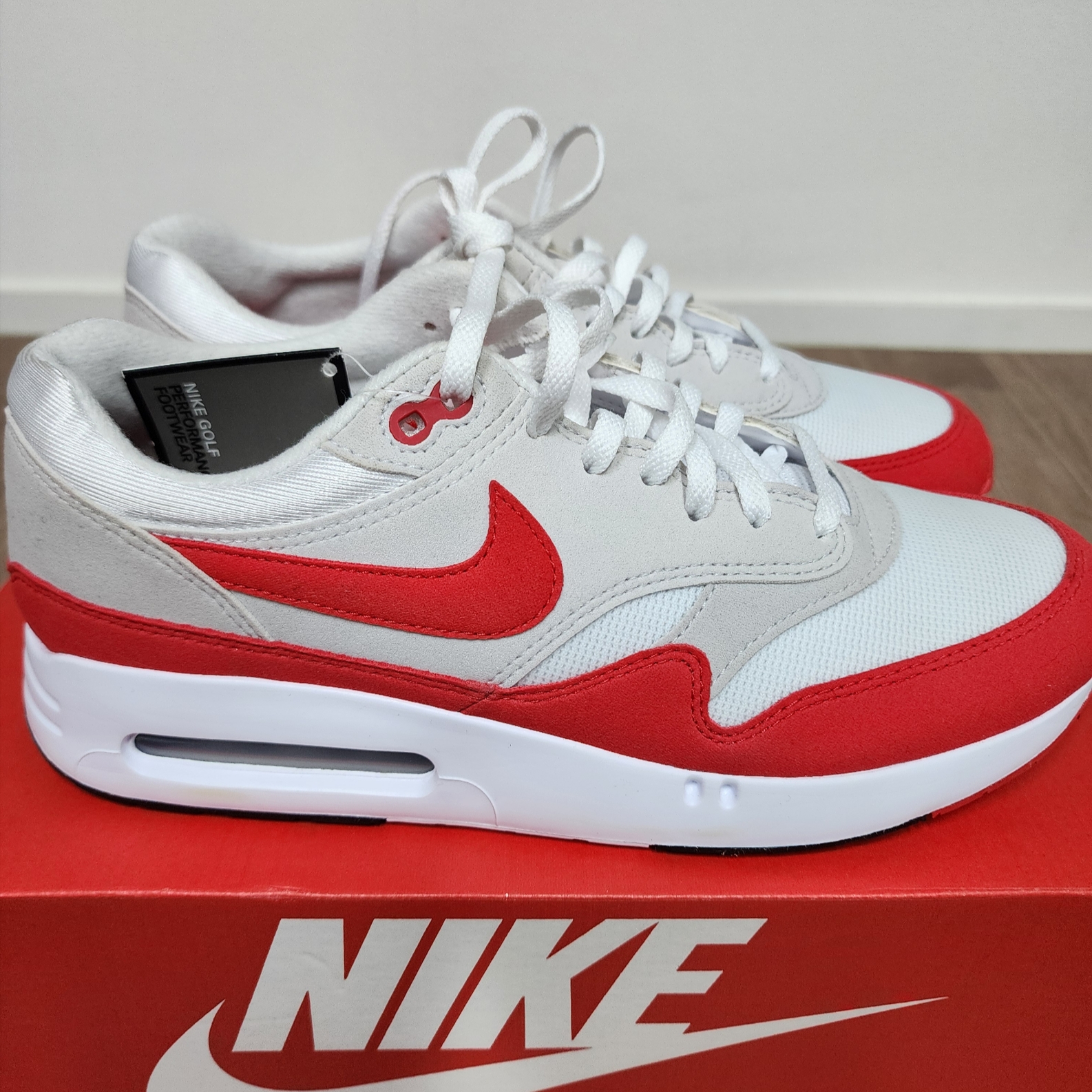 Nike Air Max 1 '86 Original Golf White University Red 착용 스타일 - 2