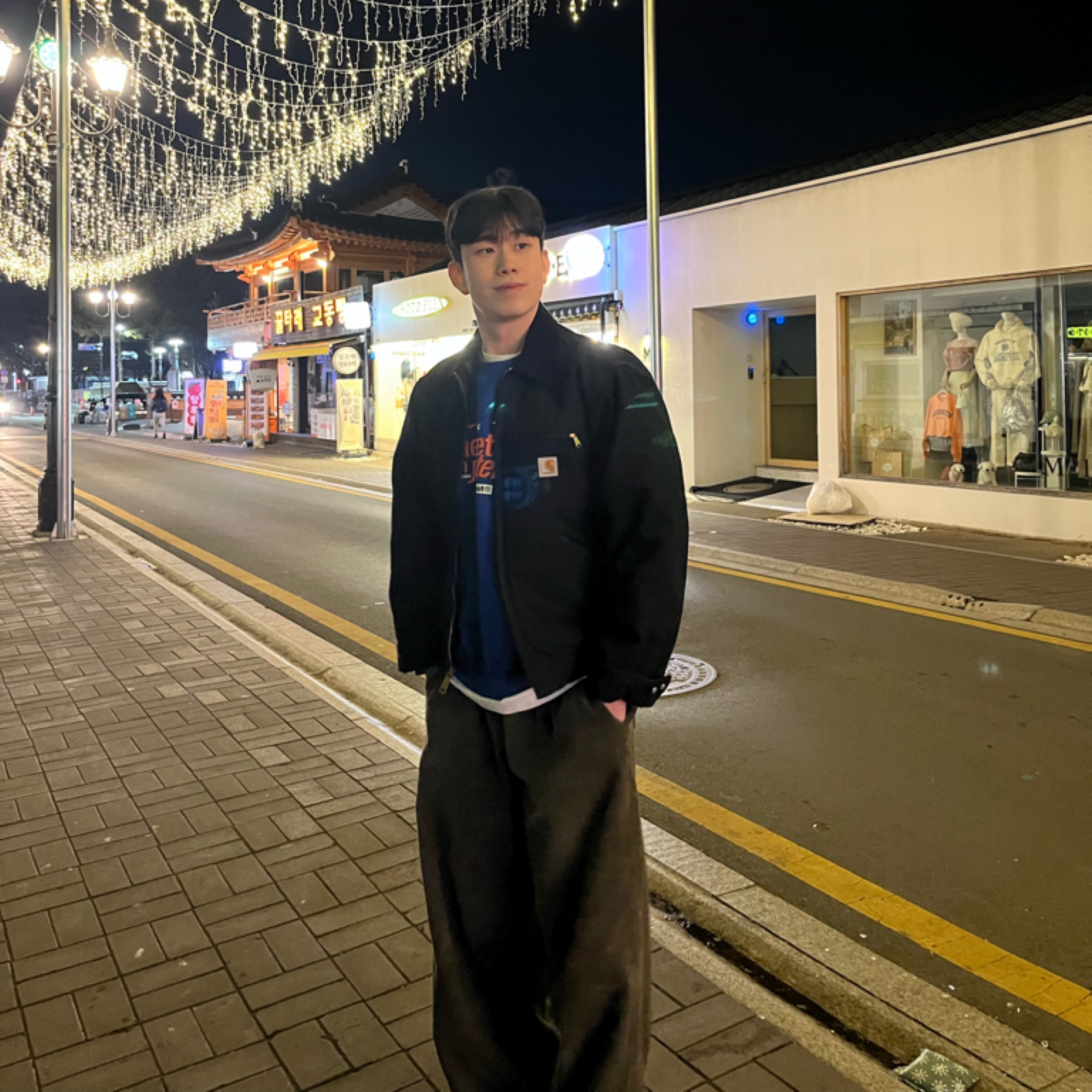 Carhartt WIP Organic Cotton Dearborn Canvas Detroit Jacket Black Rigid - Spring 착용 스타일