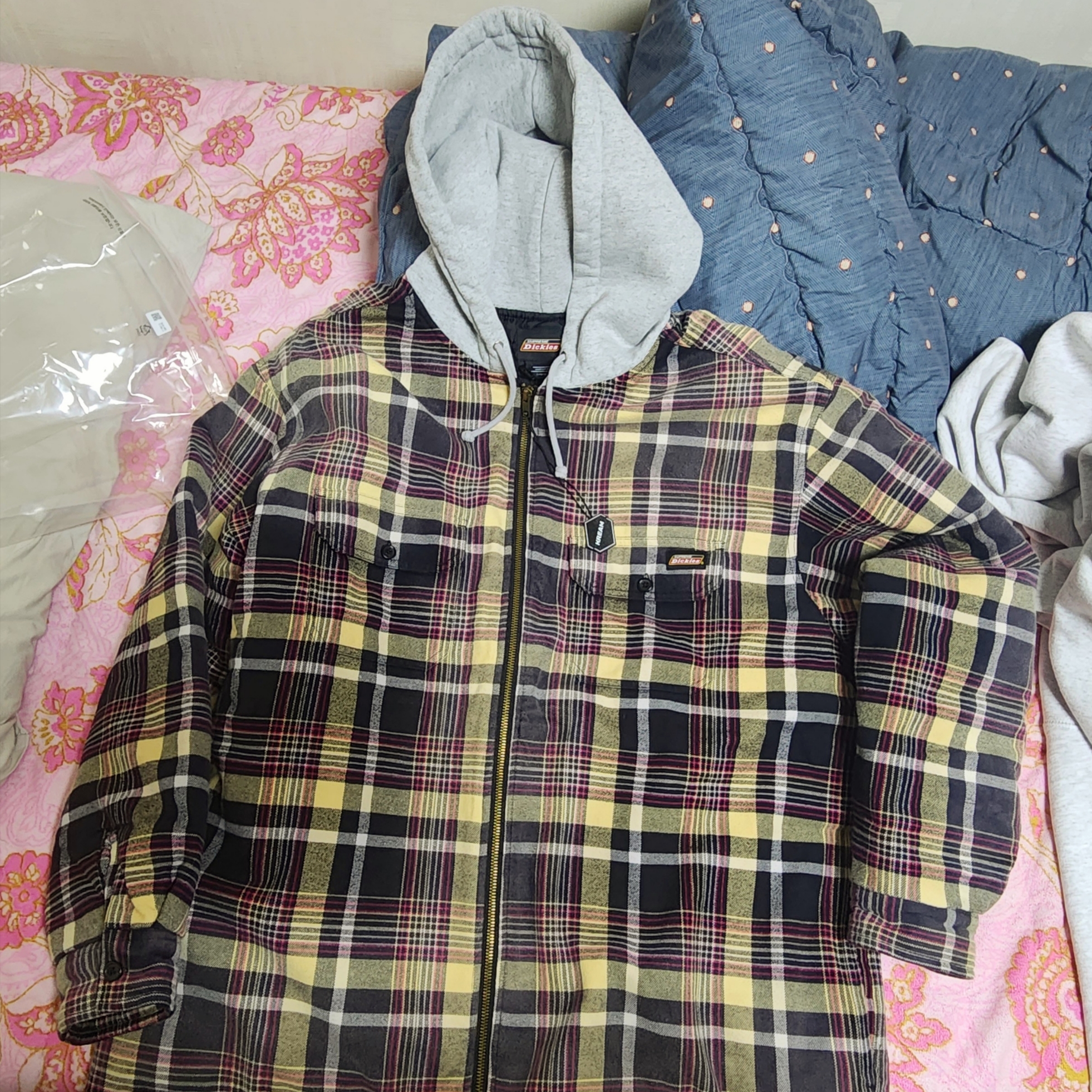 Supreme x Dickies Plaid Hooded Zip Up Shirt Black - 23FW 착용 스타일