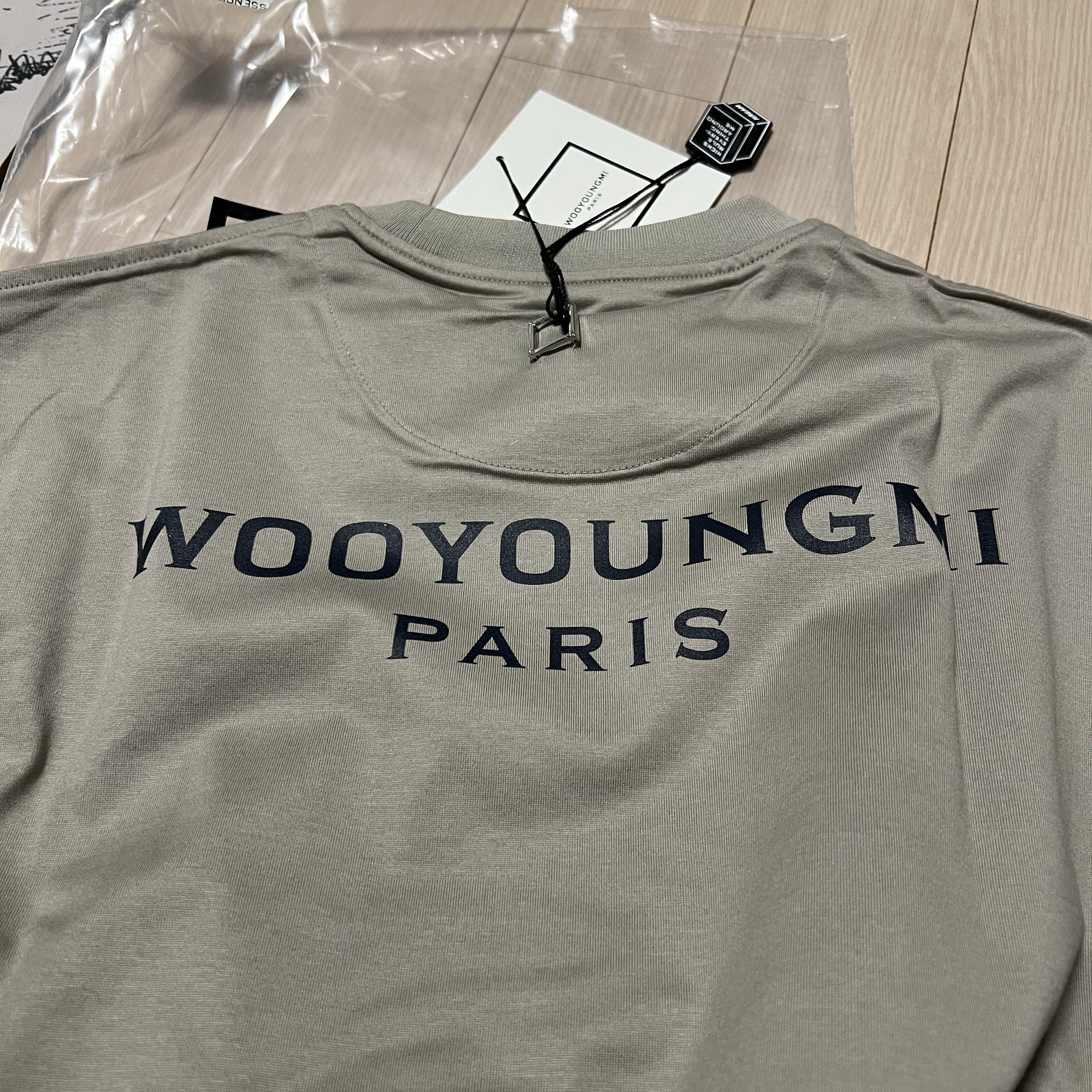 Wooyoungmi Cotton Back Logo T-Shirt Grey - 23SS 착용 스타일