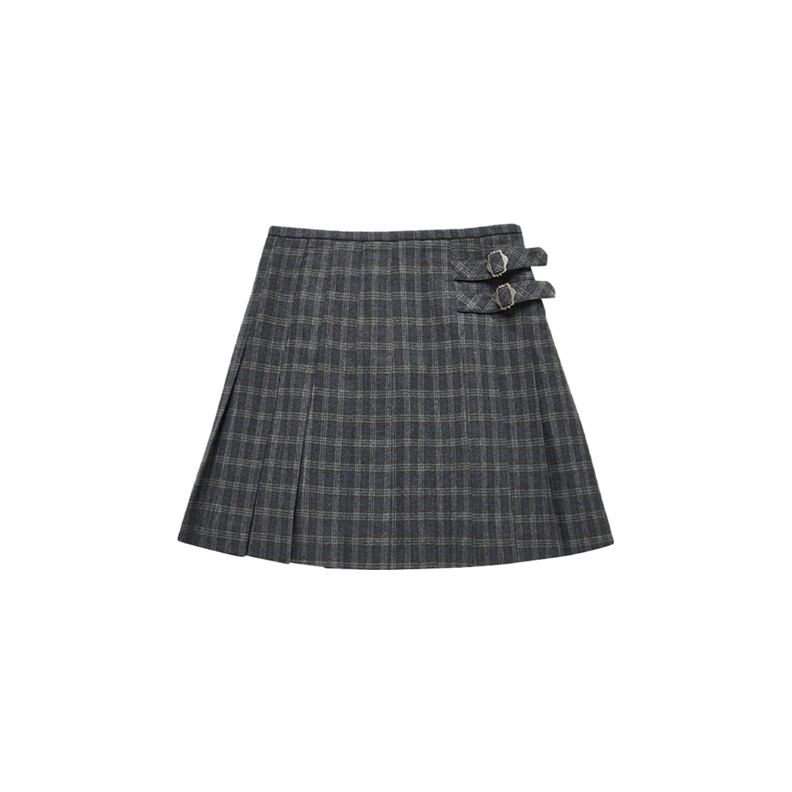 (W) Dunst Buckle Pleats Mini Check Skirt Grey Check 상세 이미지 1