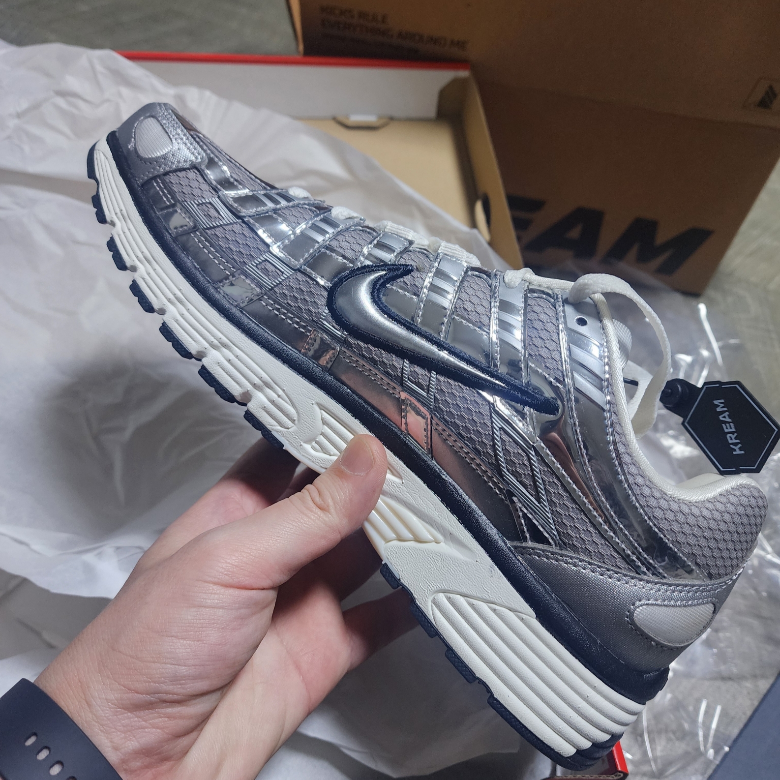 Nike P-6000 Metallic Silver 착용 스타일 - 1