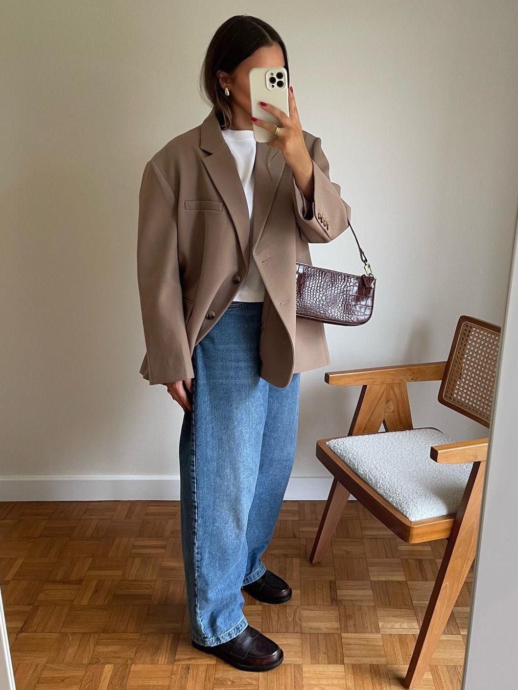 Zara x Ader Error Oversize Blazer Navy, Stussy Stitch Stripe Double Breasted Blazer Black 착용 스타일 - 5