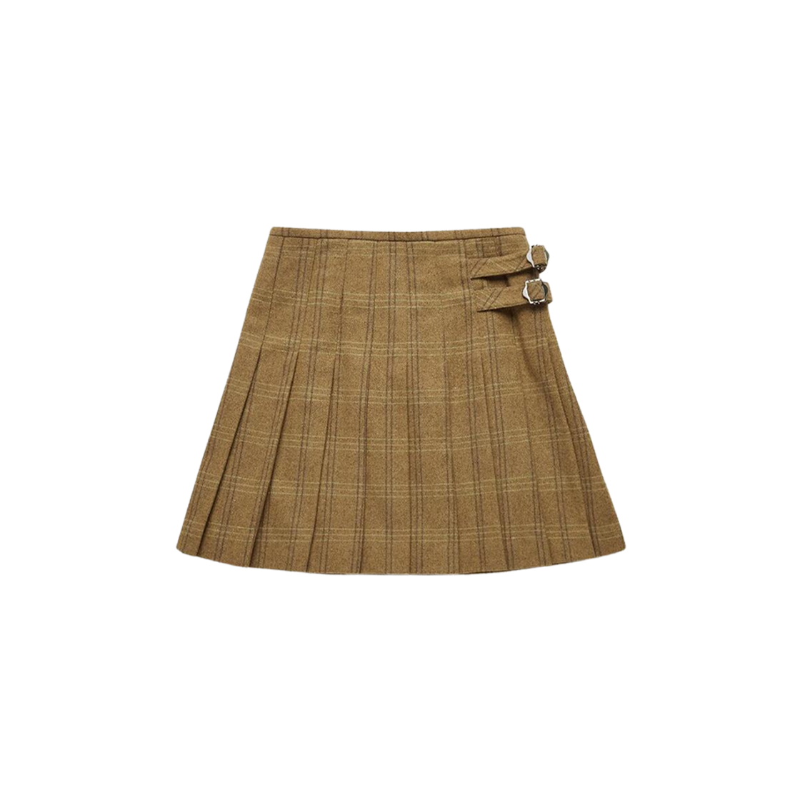 (W) Dunst Buckle Pleats Mini Check Skirt Beige Check 상세 이미지 1