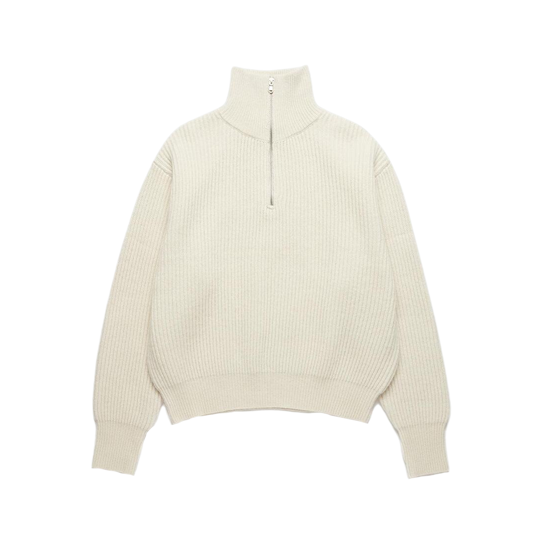 Dunst Half Zip-Up Ribbed Wool Sweater Cream 상세 이미지 1