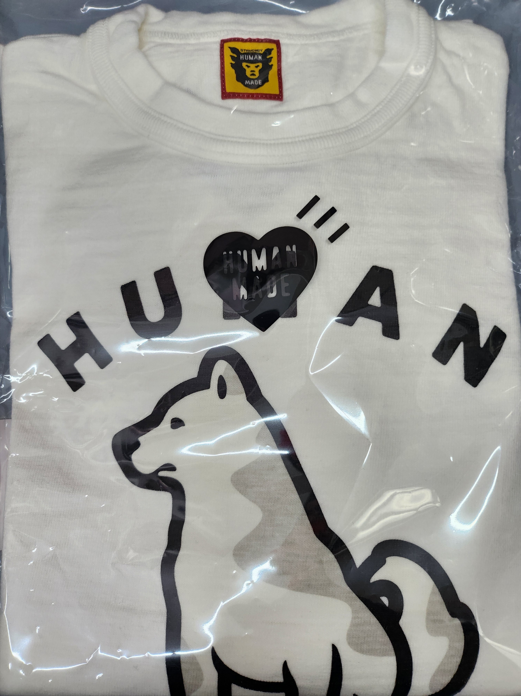 Human Made Worksout 20th Anniversary Jindo Dog Graphic T-Shirt White 착용 스타일