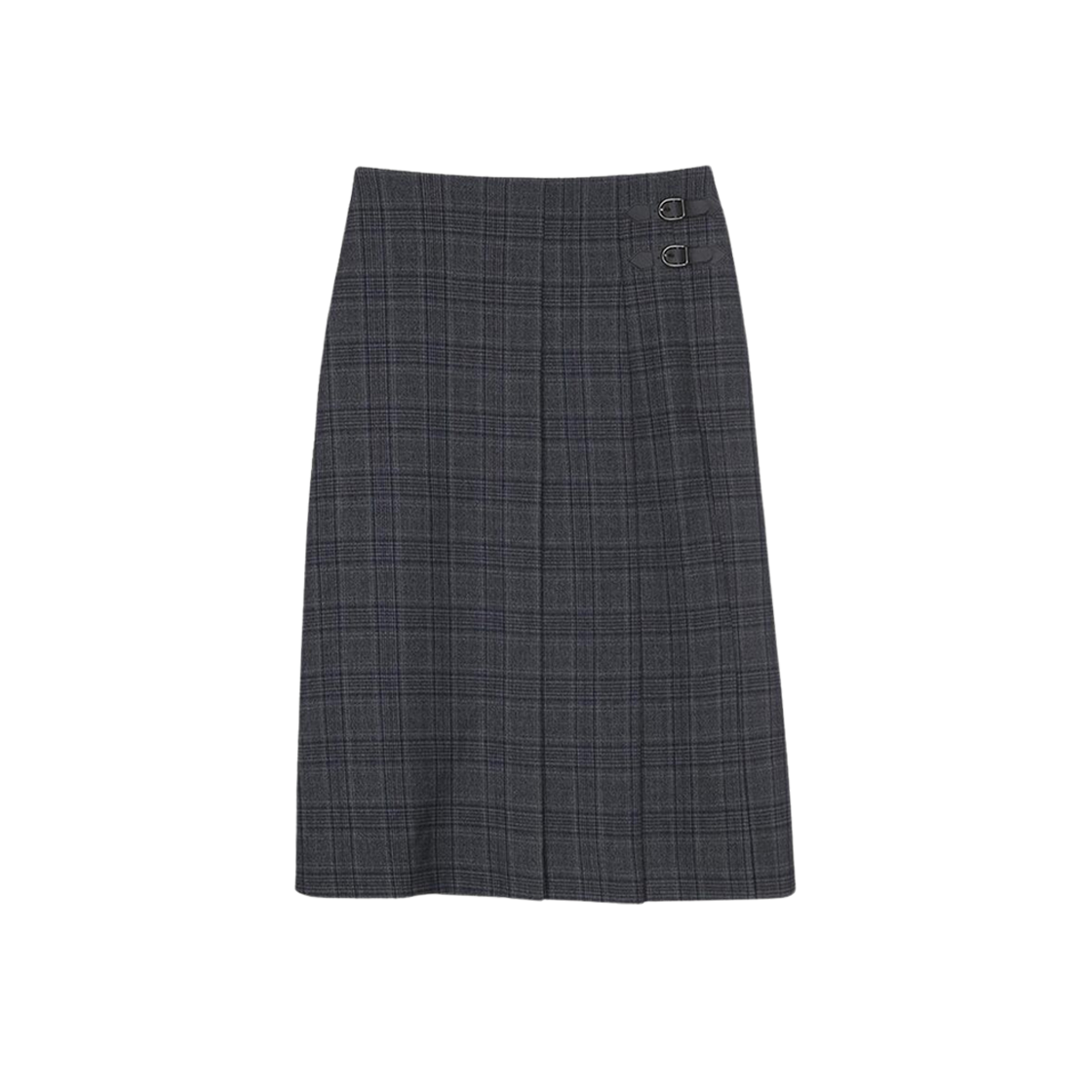 (W) Dunst Belted Pleats Check Long Skirt Grey Check 상세 이미지 1